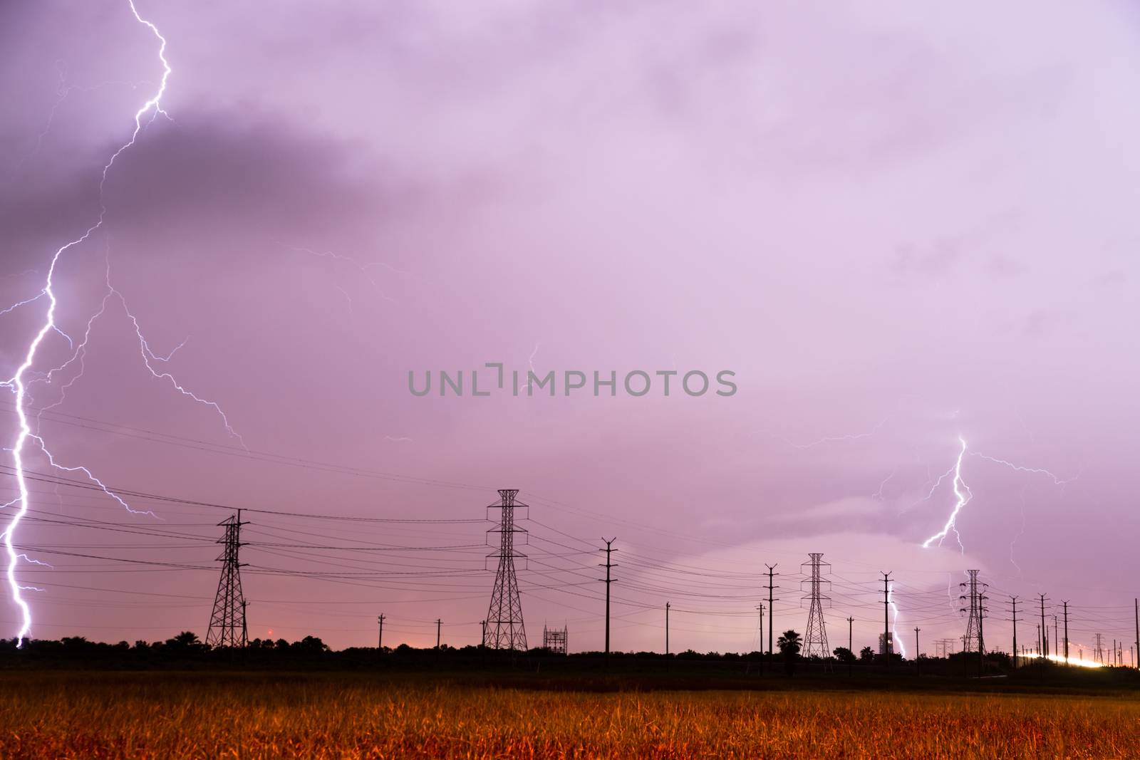 Electrical Storm Thunderstorm Lightning over Power Lines South T by ChrisBoswell