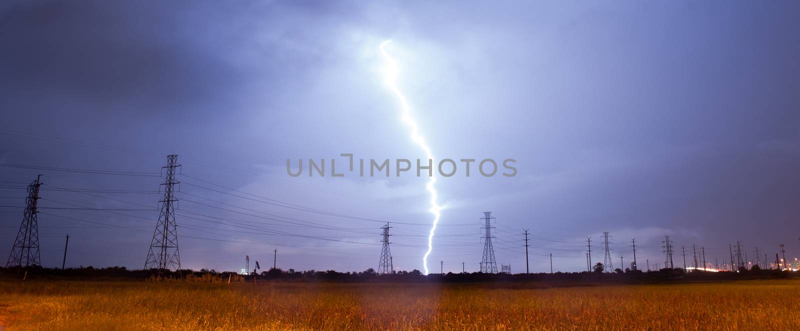 Electrical Storm Thunderstorm Lightning over Power Lines South Texas by ChrisBoswell