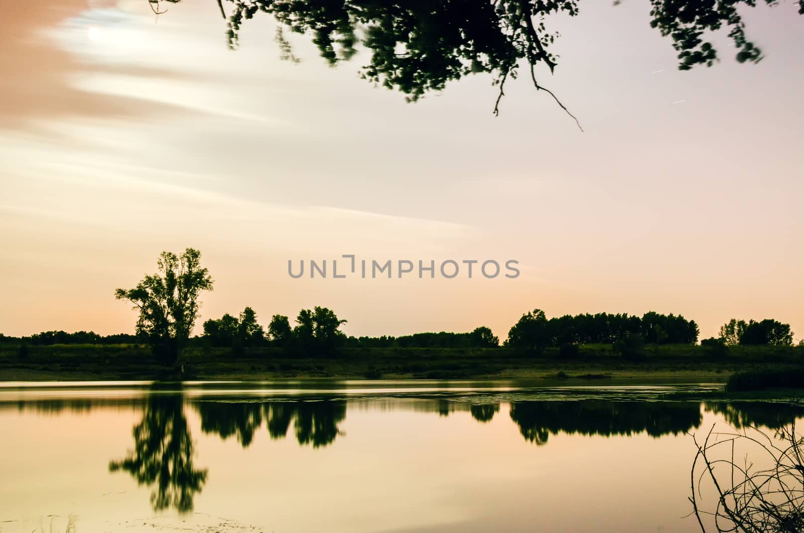 Beautiful evening at the river in Spain