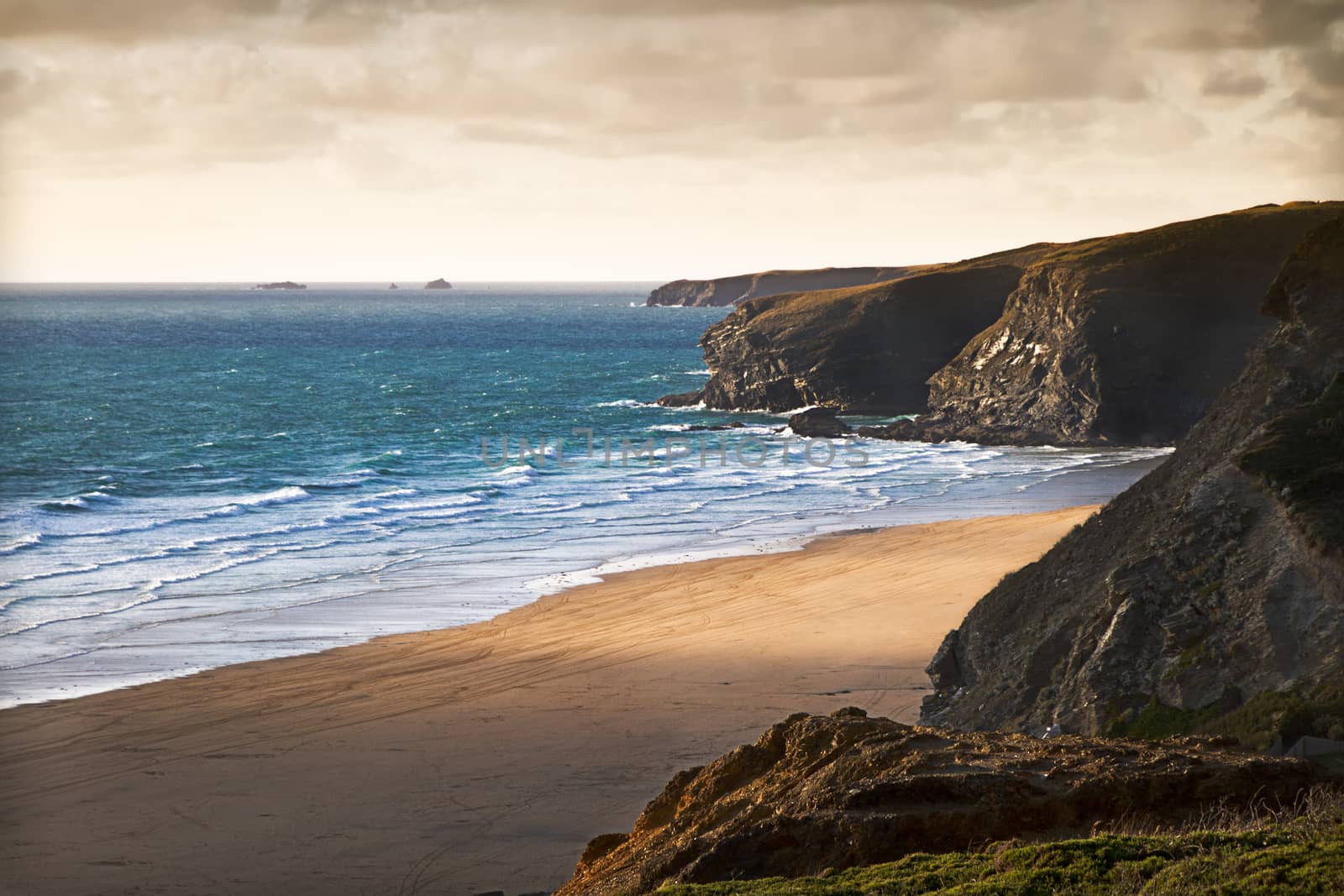 Cornish coast near Newquay, Cornwall, England by fisfra