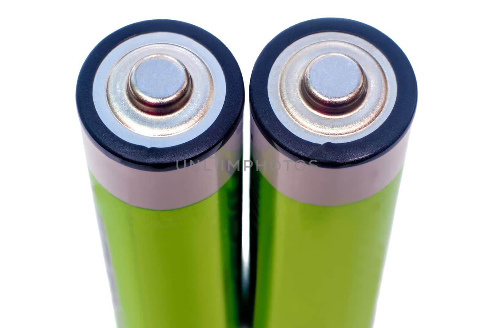 Two electric batteries on a white background. by georgina198