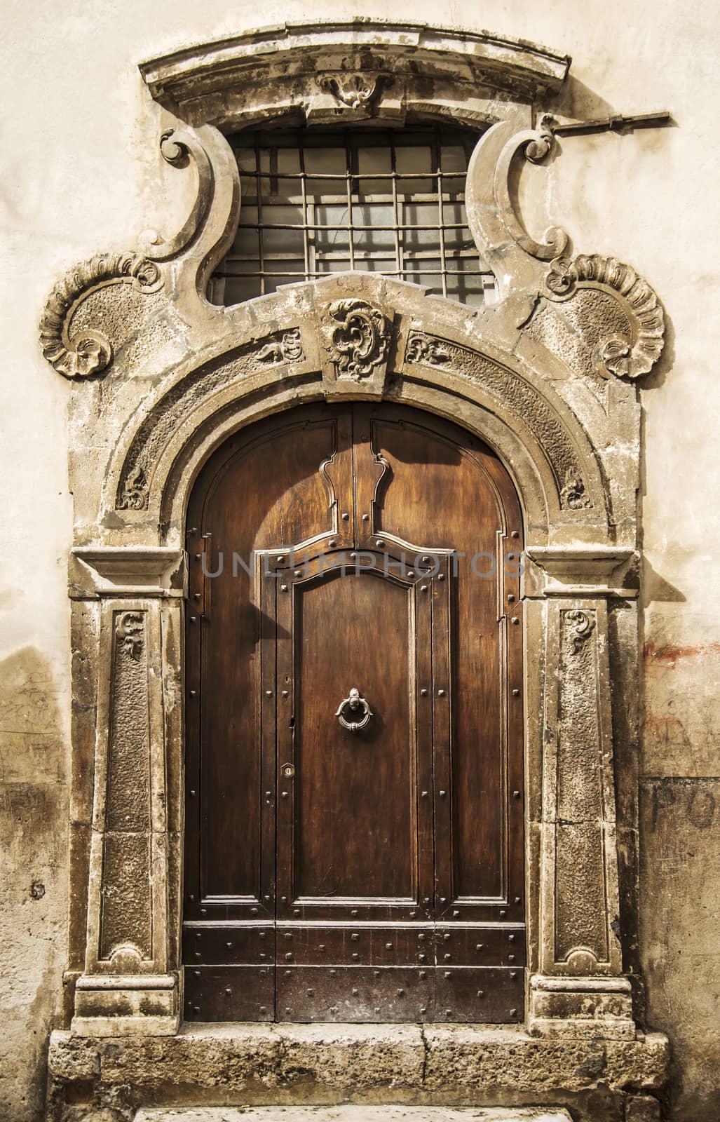 italian door in a small village, Italy