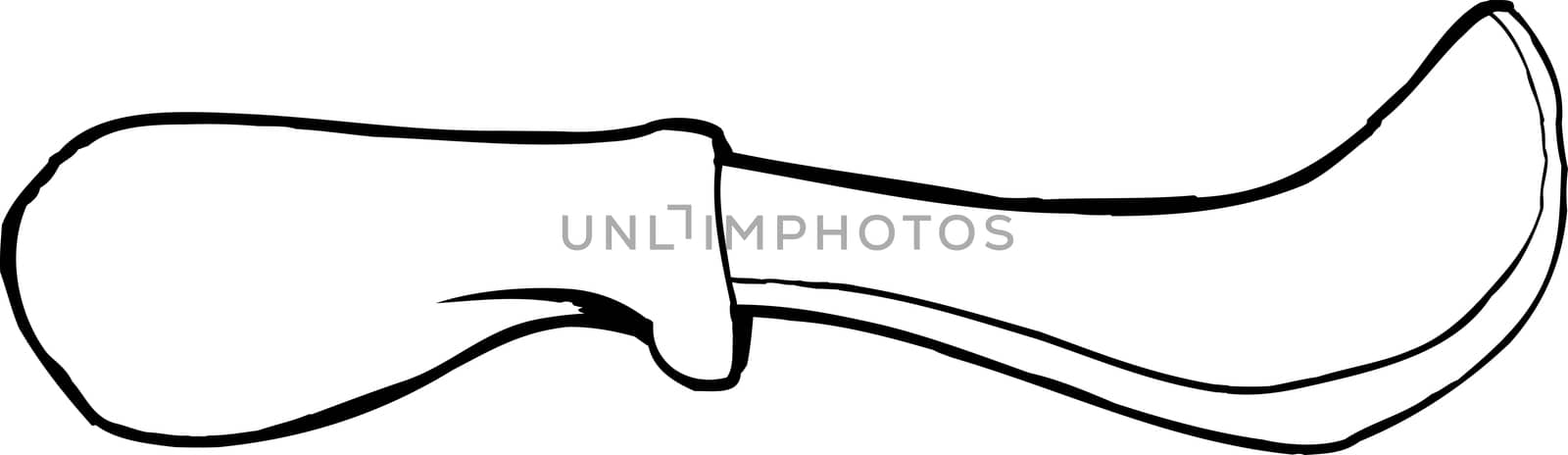 Outlined skinning knife over isolated background