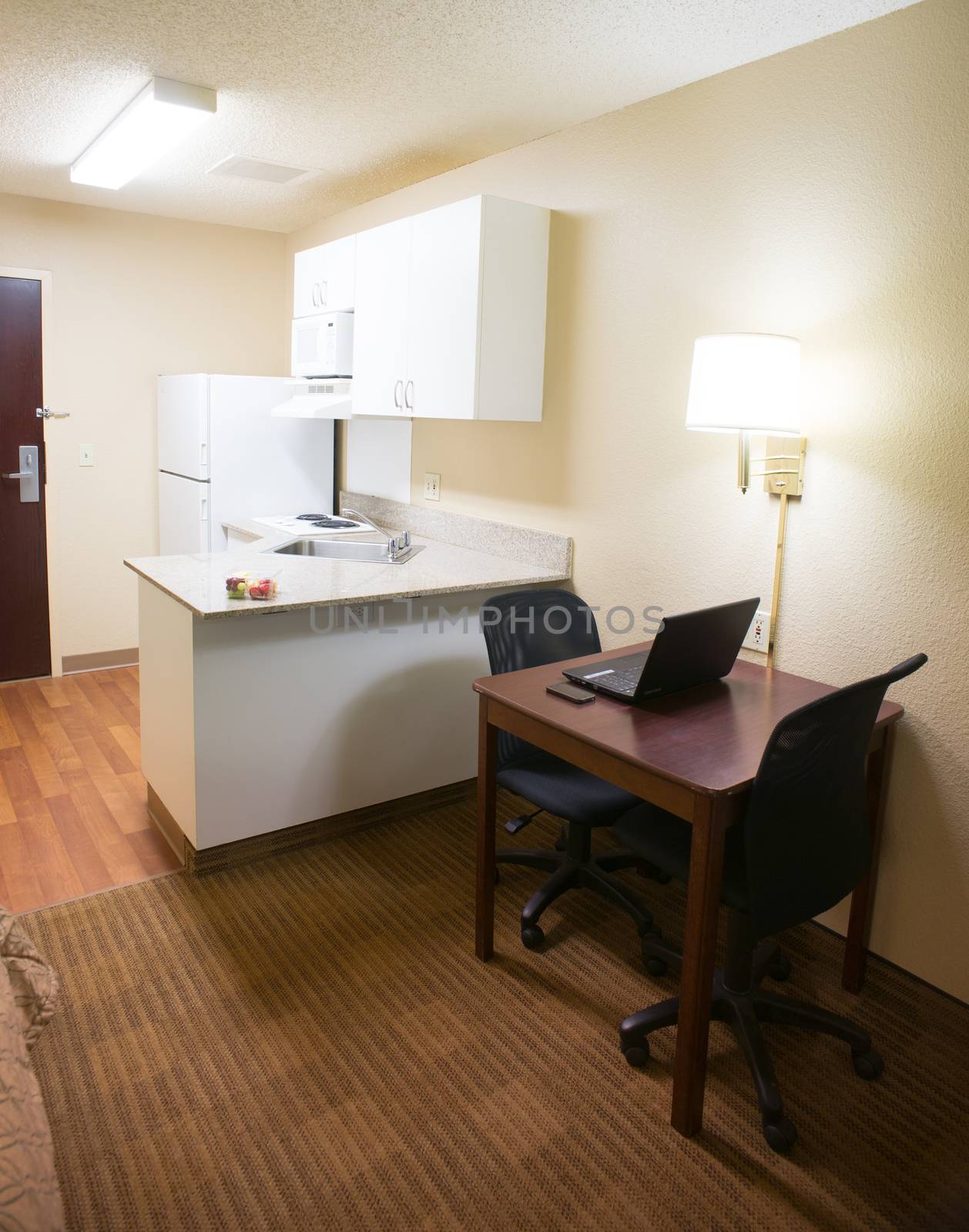 Motel Room Desk and Kitchen Area Hotel Traveler by ChrisBoswell