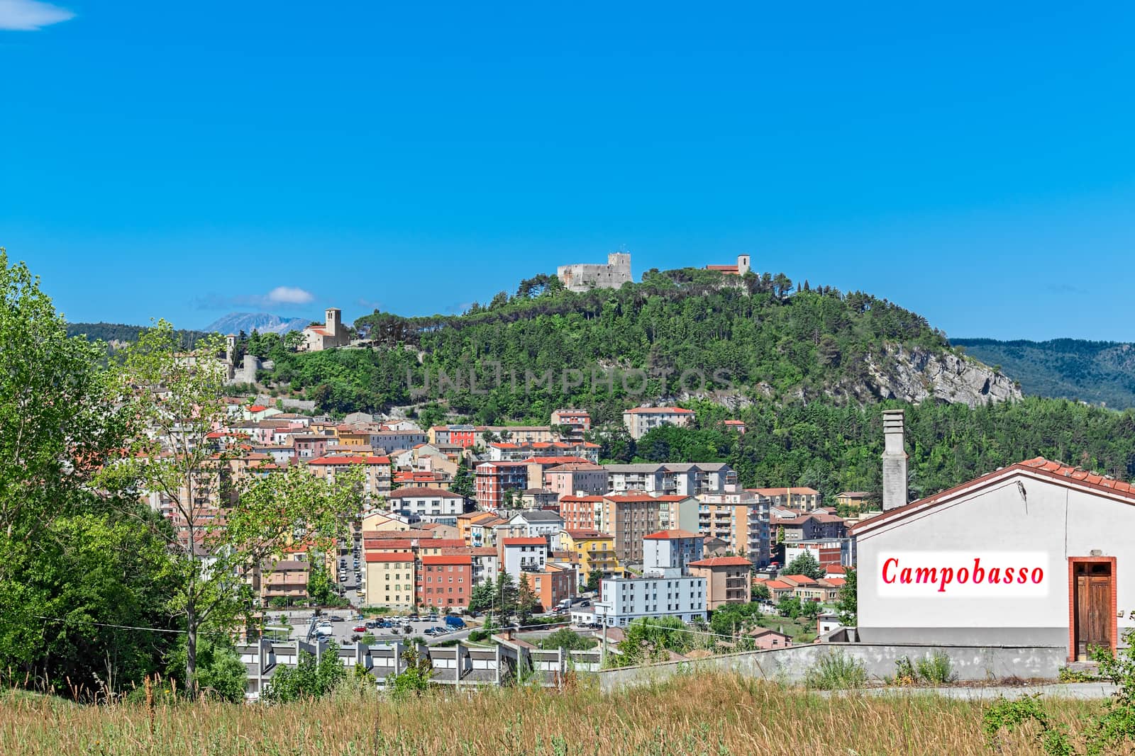 landscape of campobasso with castle