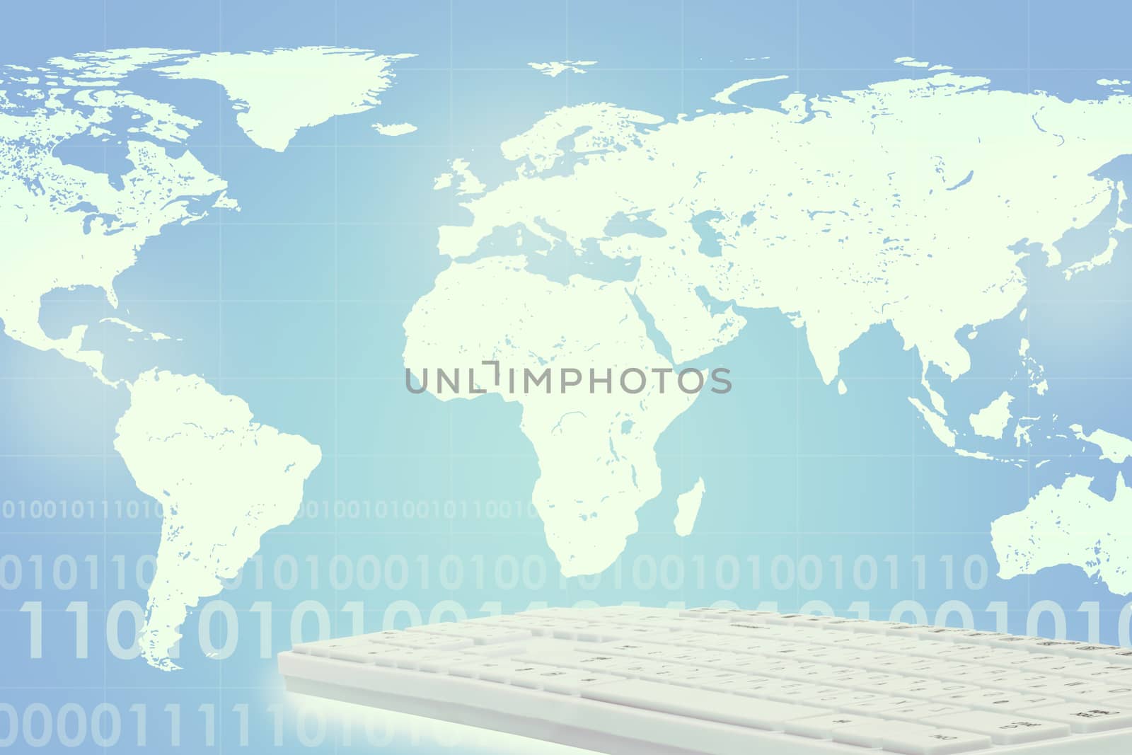 Abstract background with keyboard and Earth map