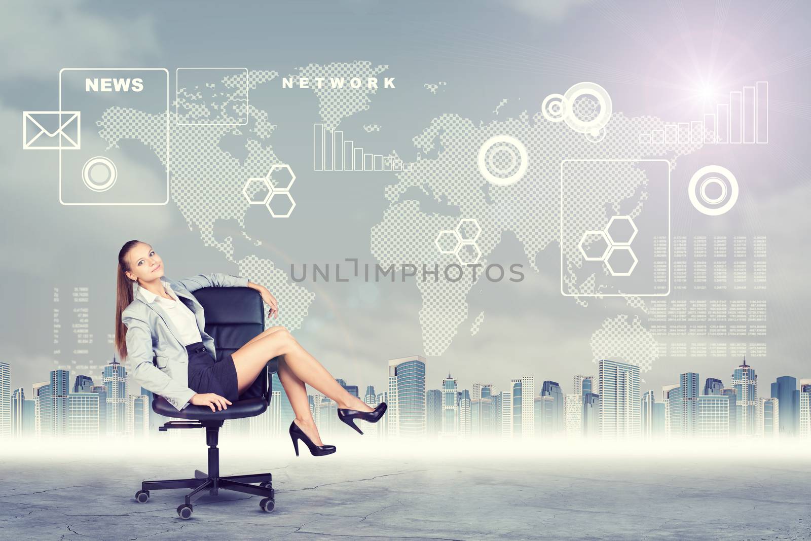 Woman sitting in chair and looking at camera by cherezoff