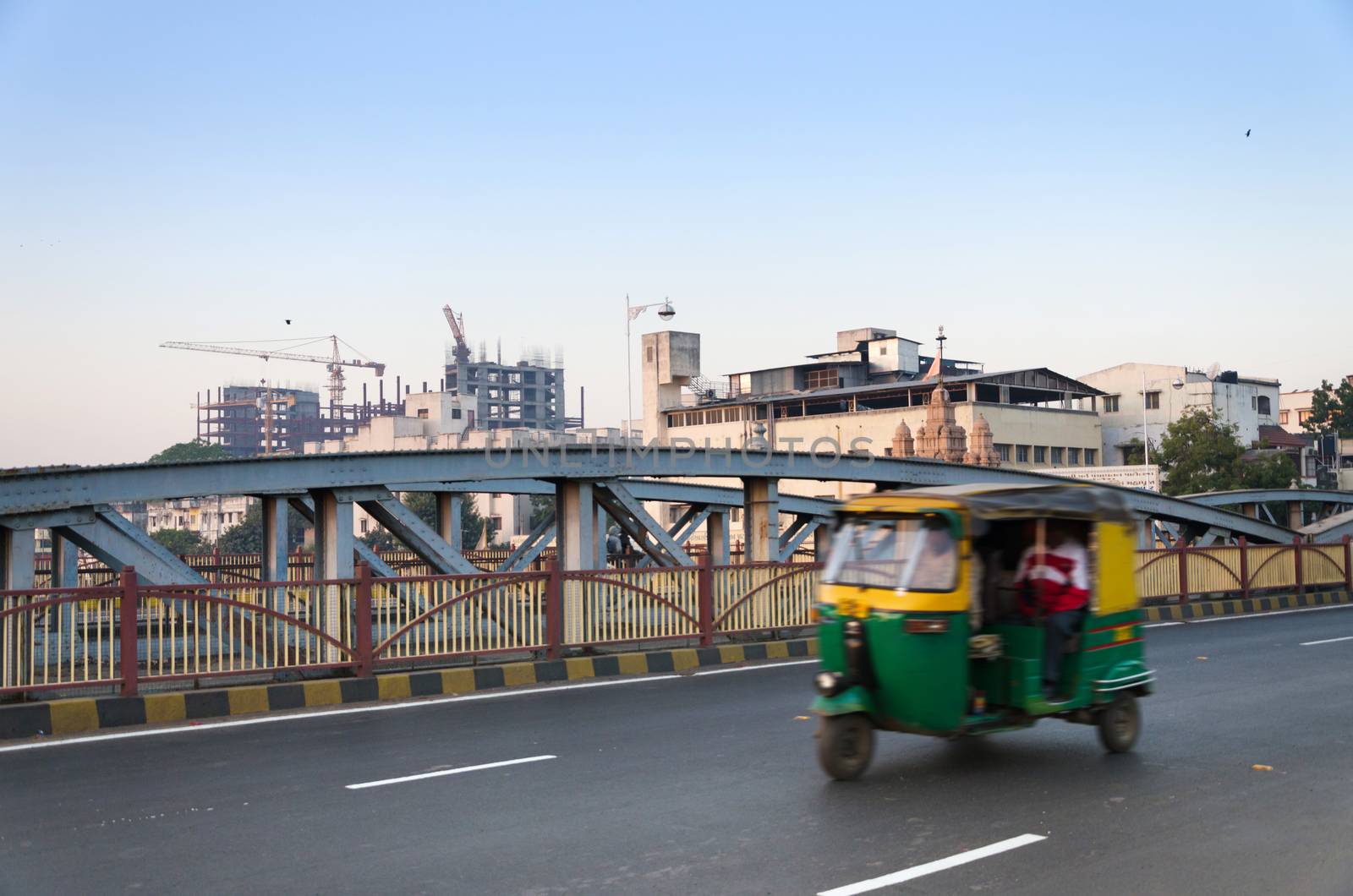 Rickshaw on Ellis Bridge in Ahmedabad, Gujarat, India