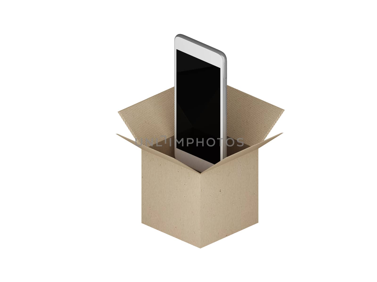 Smart phones out of the box in brown paper
