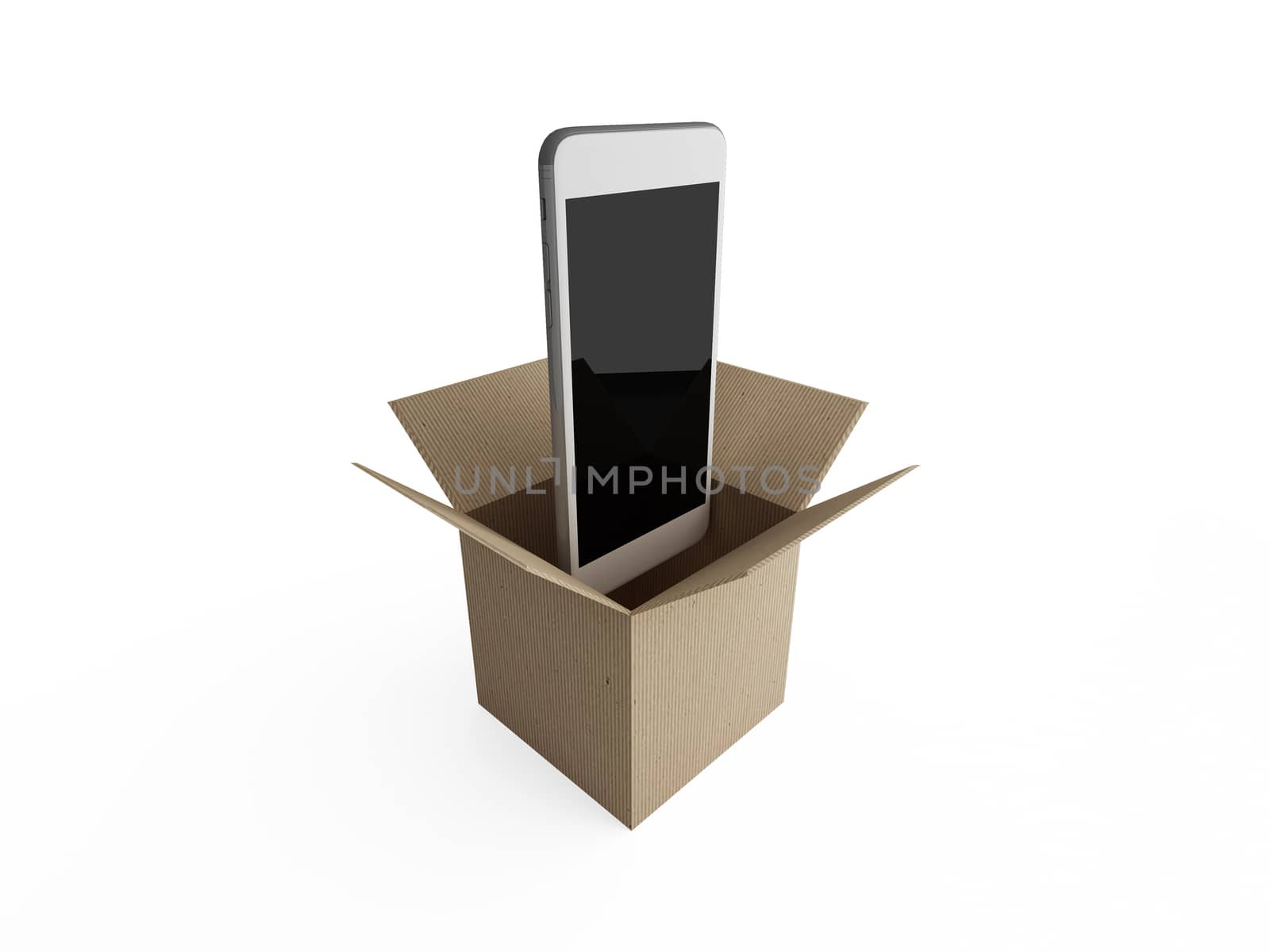 Smart phones out of the box in brown paper