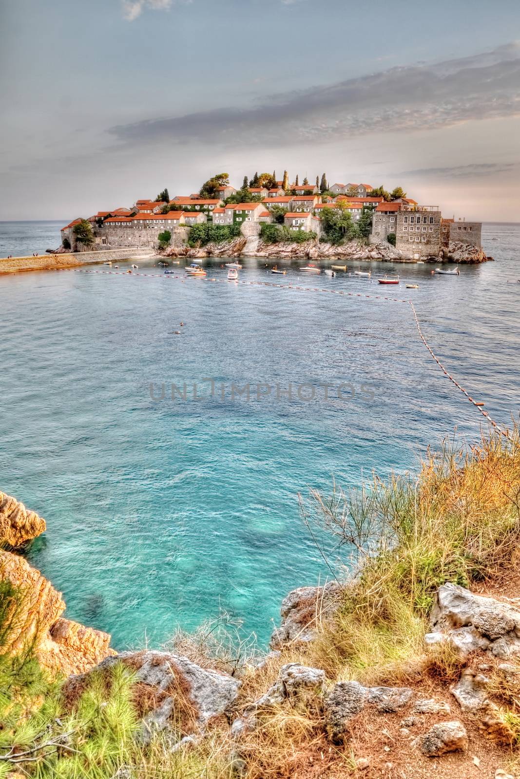 Old town of Sveti Stefan in Montenegro