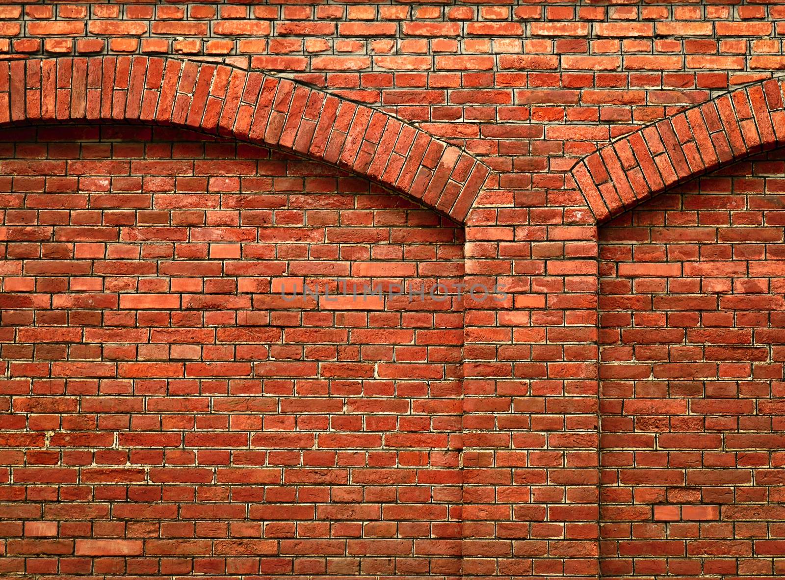 background or texture red brick wall with arch