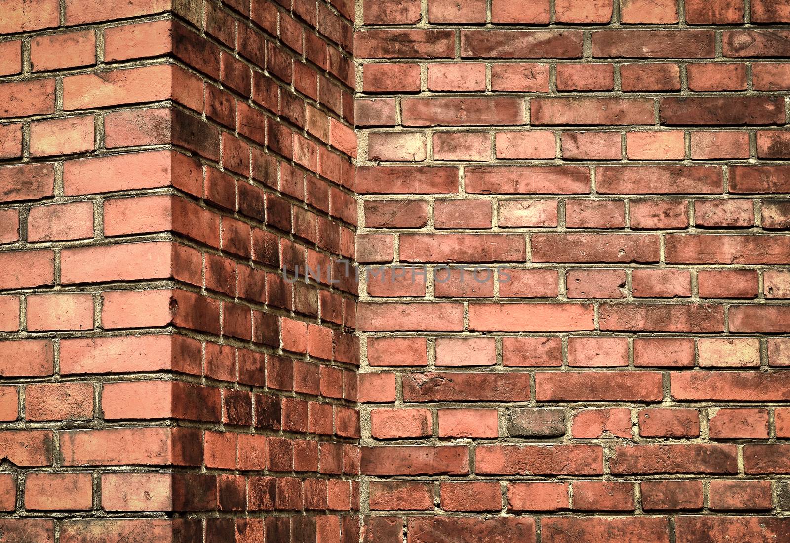 background or texture abstract corner red brick wall