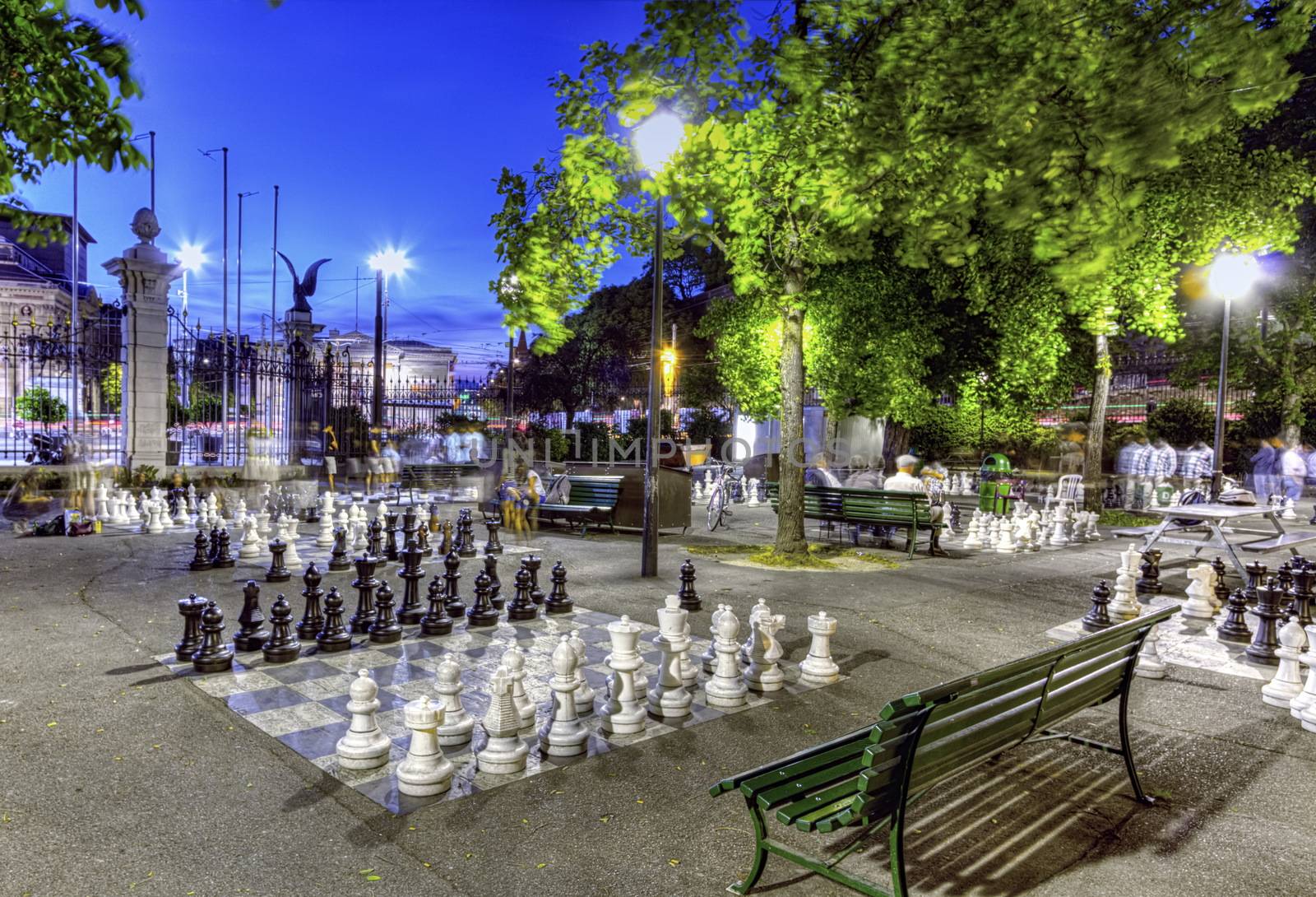 Outdoor chessgame, Bastions park, Geneva, Switzerland, HDR by Elenaphotos21