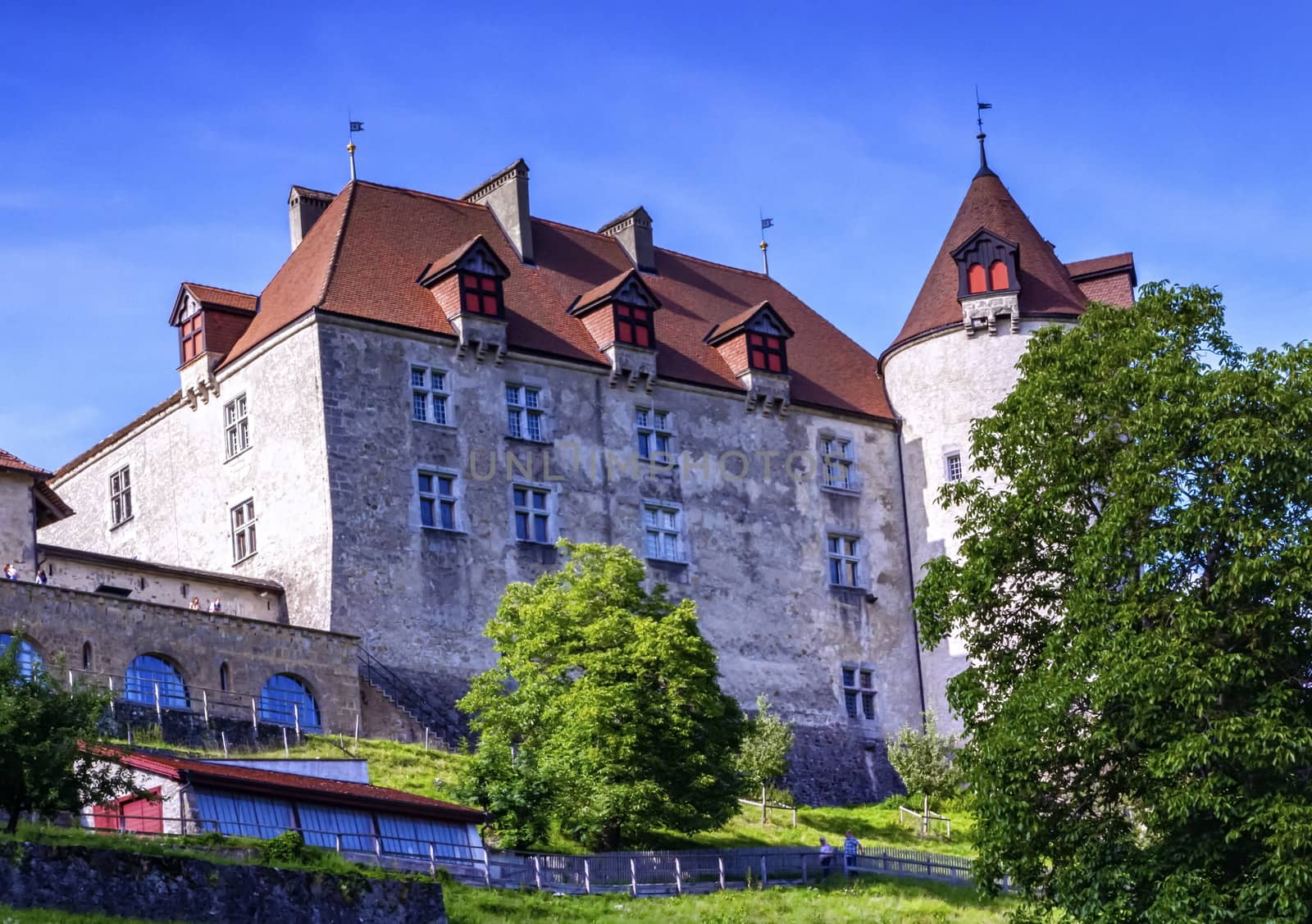 Close up on famous castle of Gruyeres, Fribourg, Switzerland