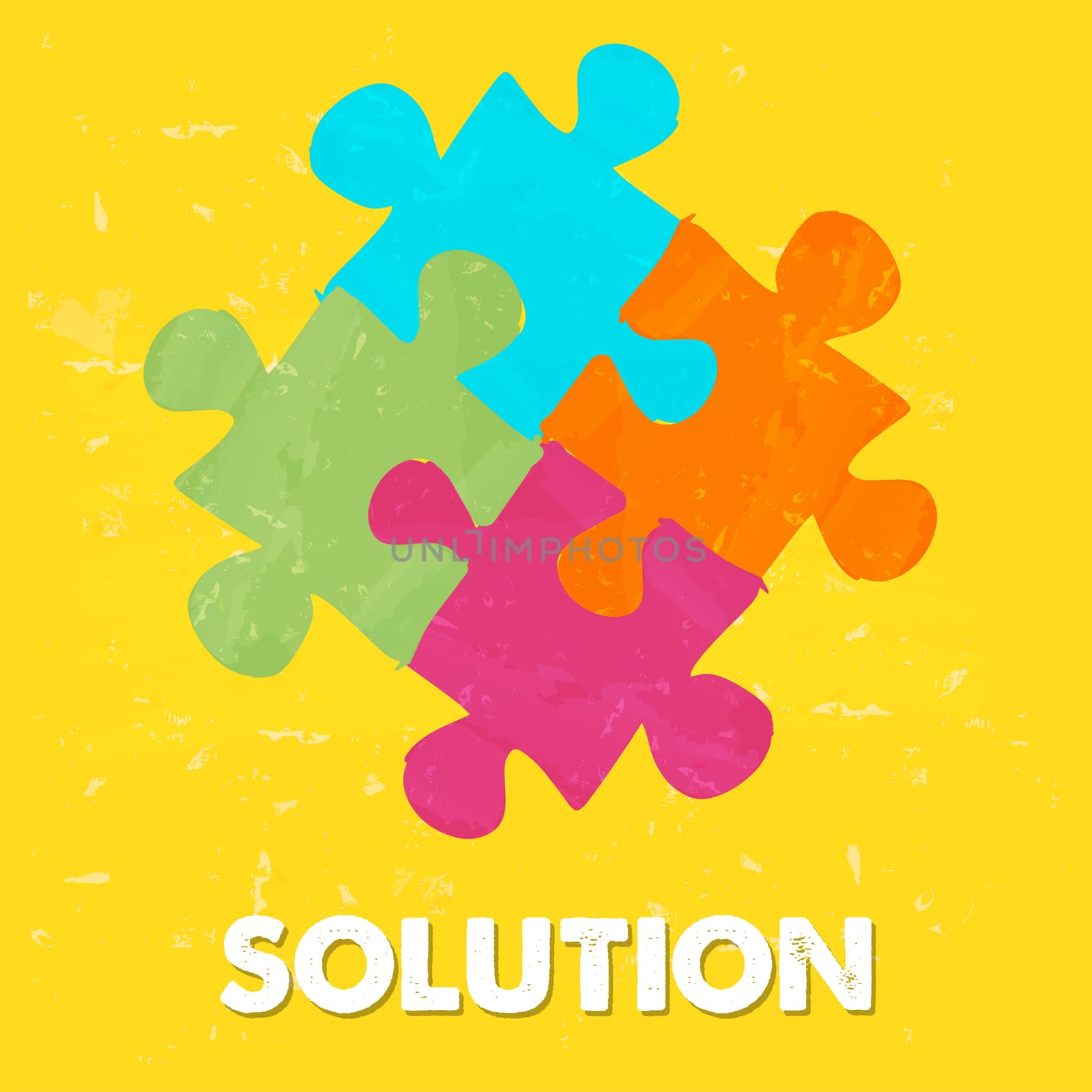solution and puzzle pieces in grunge drawn style by marinini