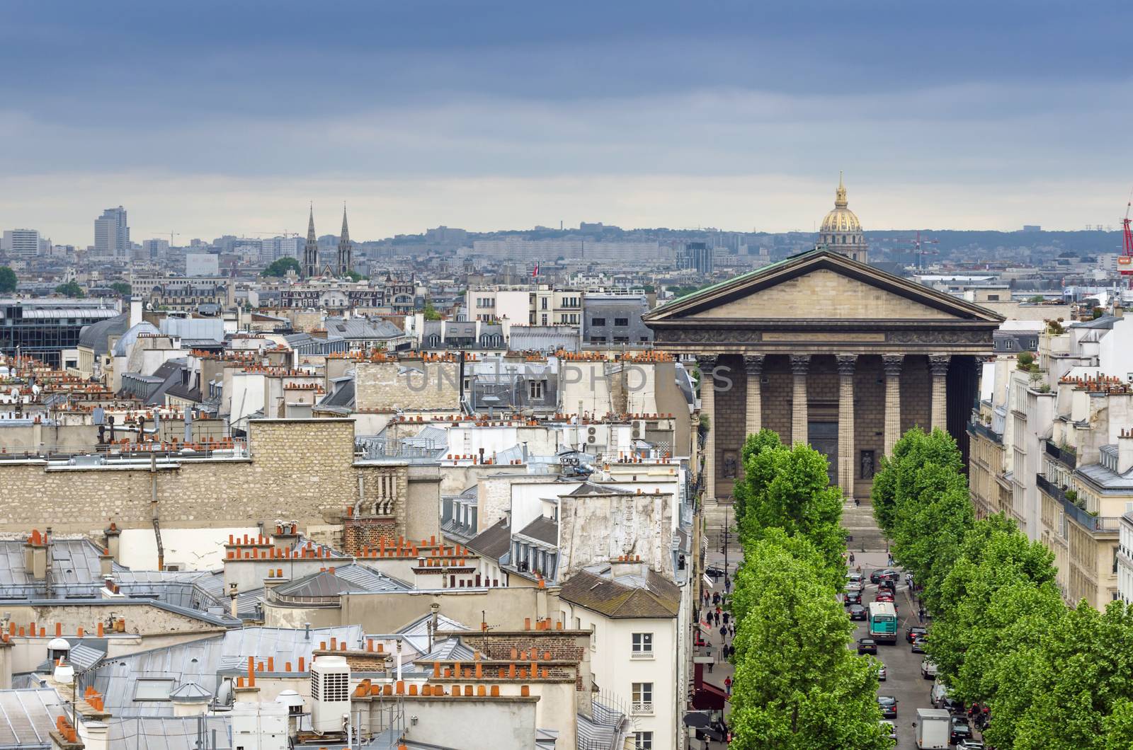 Madeleine Church with Paris Skyline by siraanamwong