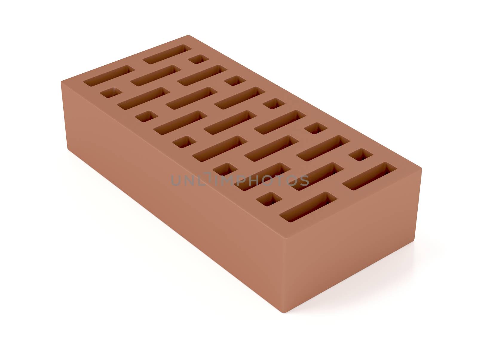 Clay brick on white background