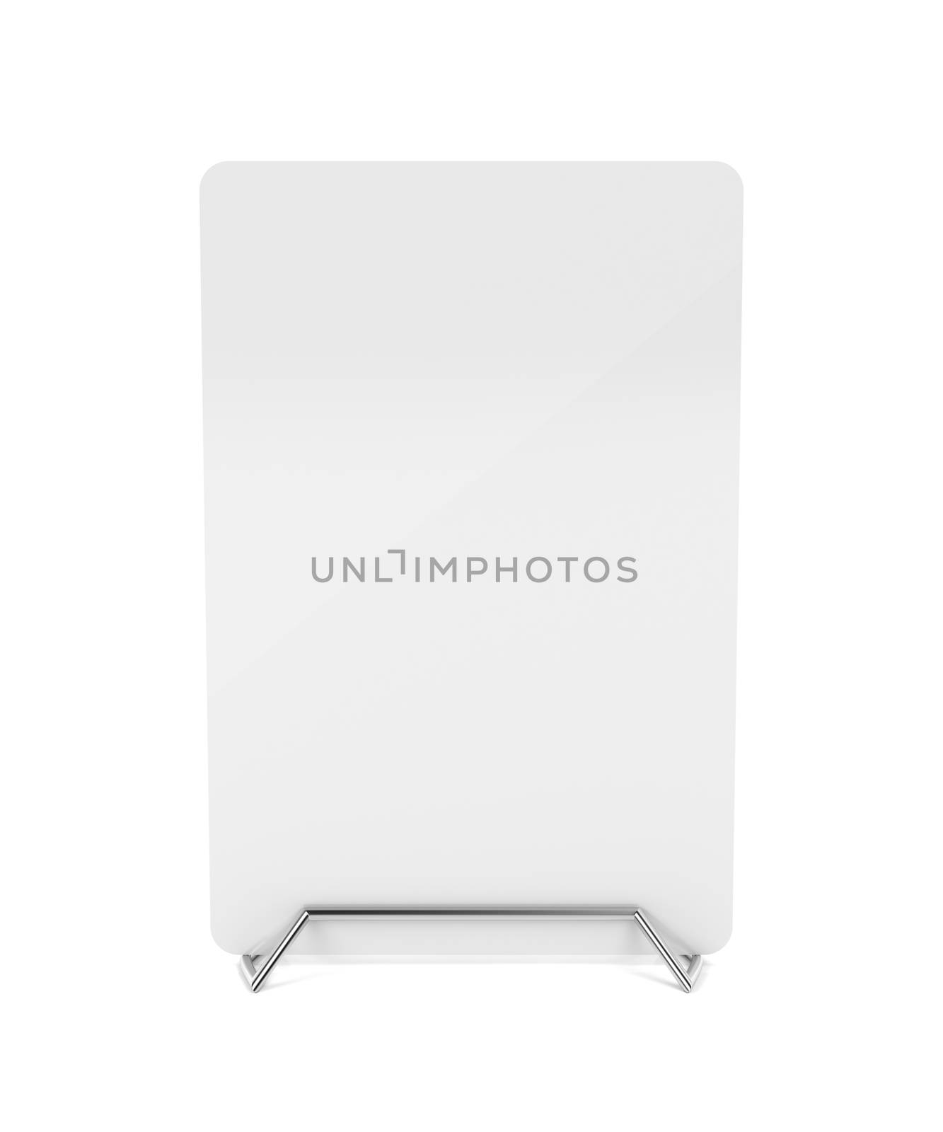 Metal menu holder with white paper