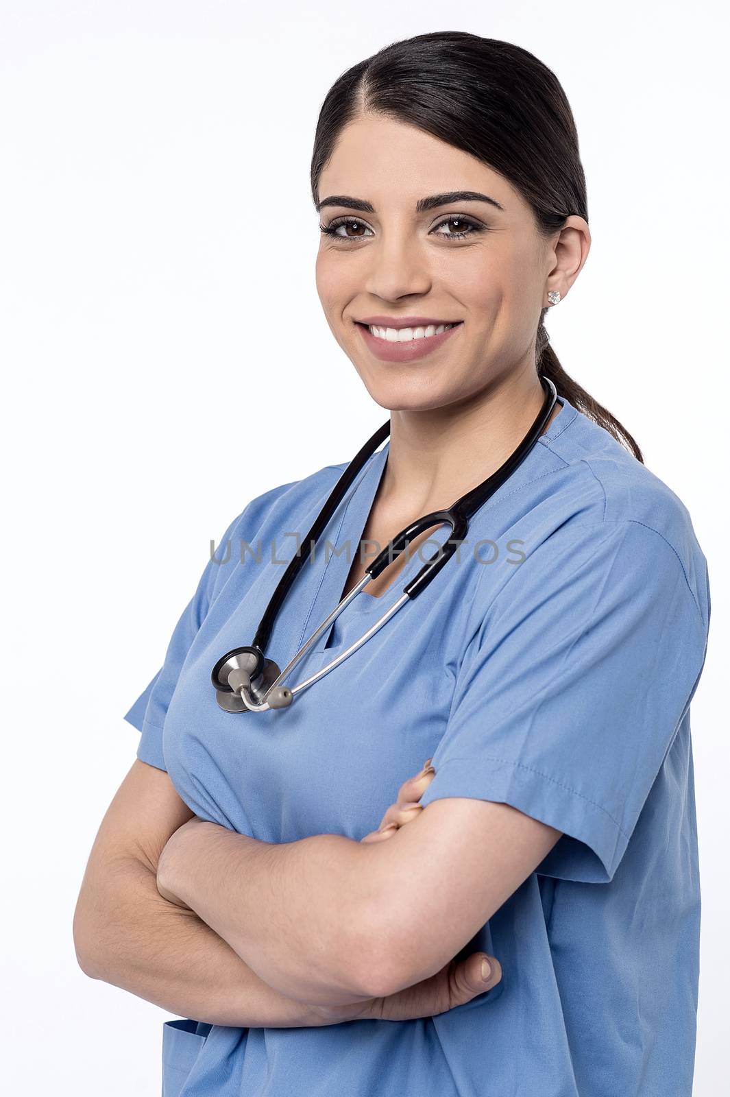Confident female doctor with her arms folded