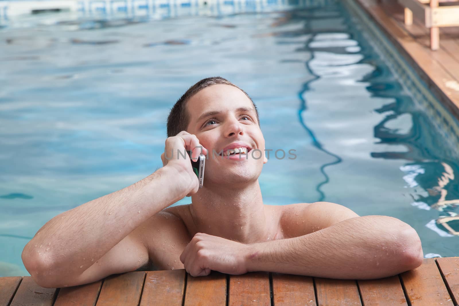 Man relaxed talking on cellphone