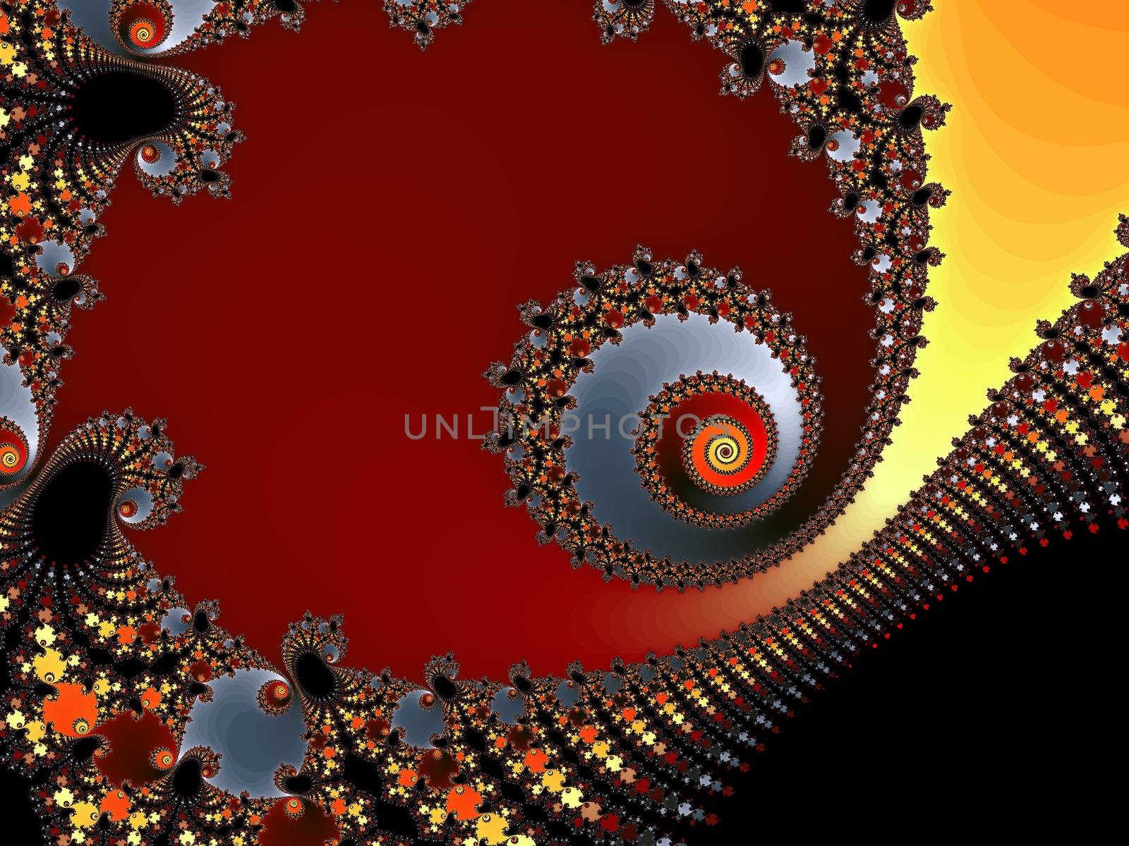 Digital computer graphic - rendering. Abstraction background with a fractal spiral in a dark colors for design.