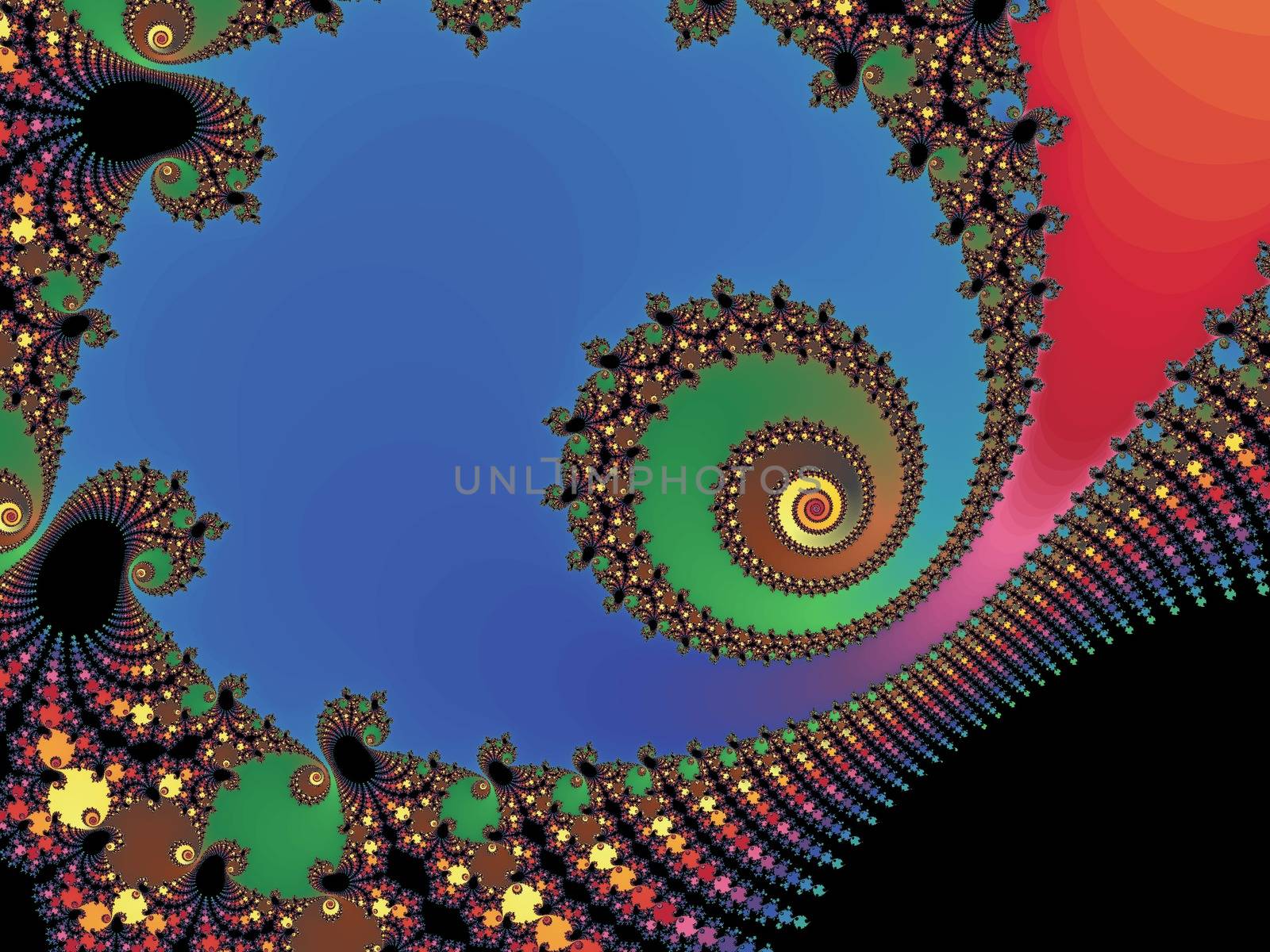 Digital computer graphic - rendering. Abstraction background with a fractal spiral in a bright colors for design.