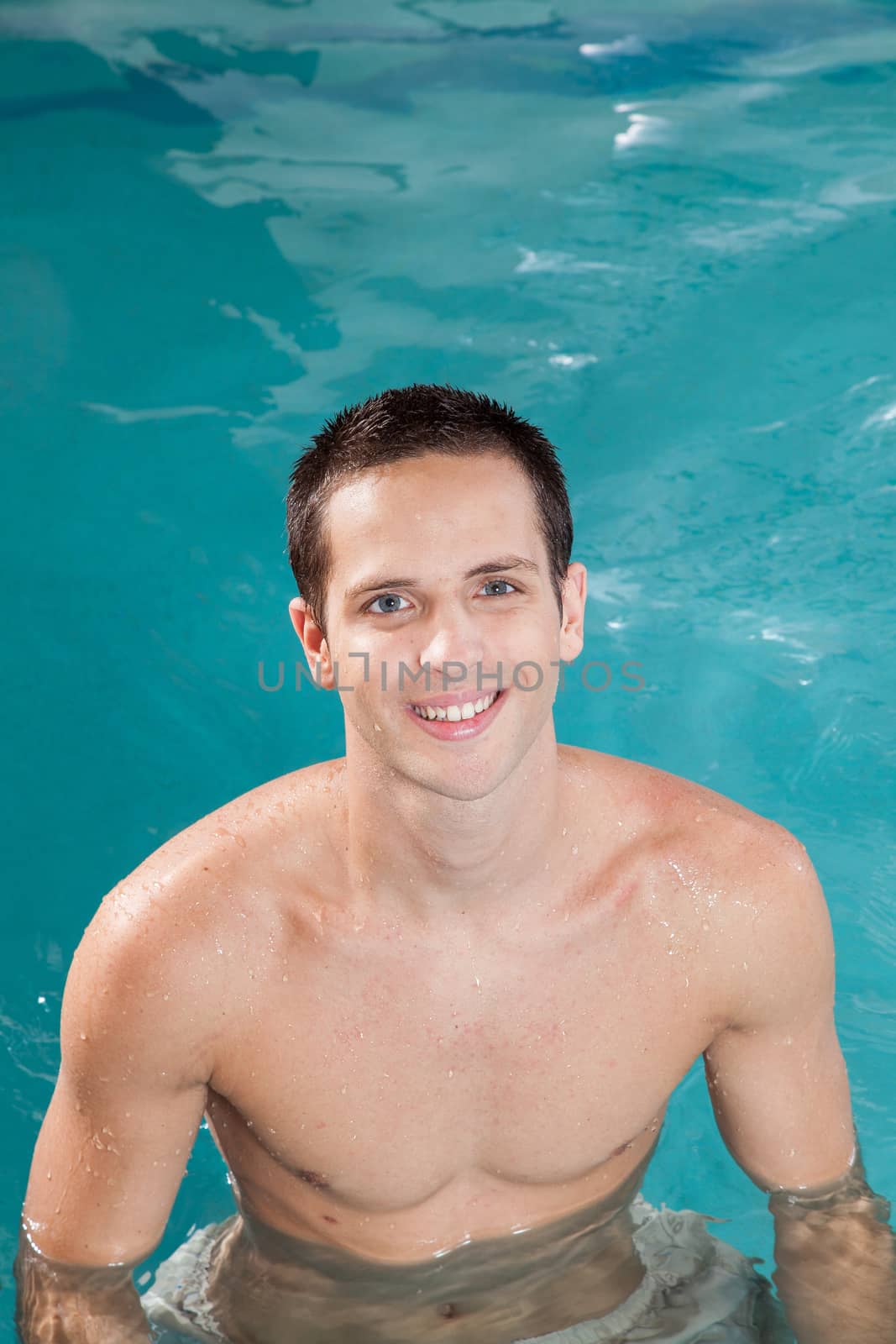 Guy inside the pool