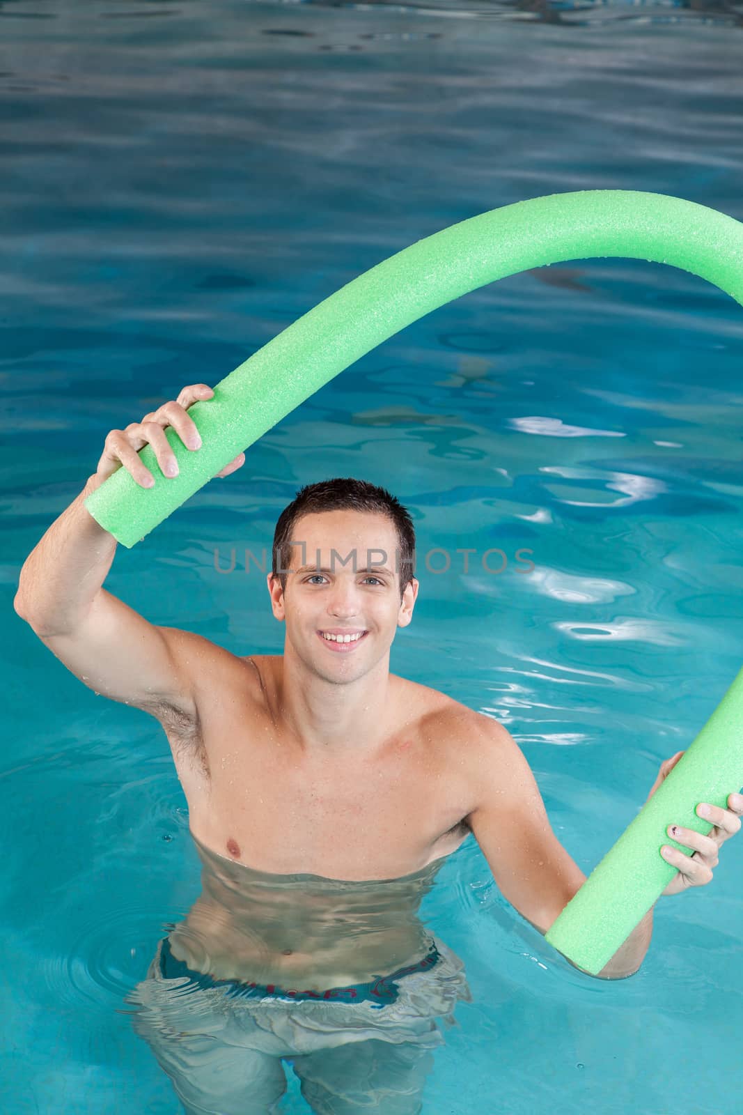 Guy playing with a float