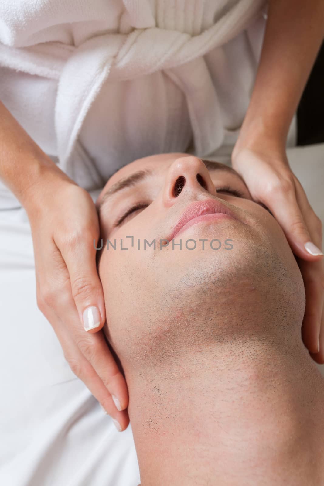 Relaxed man gets a massage