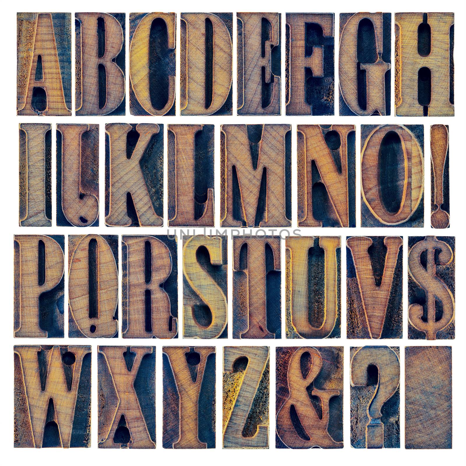 alphabet iand punctuation in wood type by PixelsAway