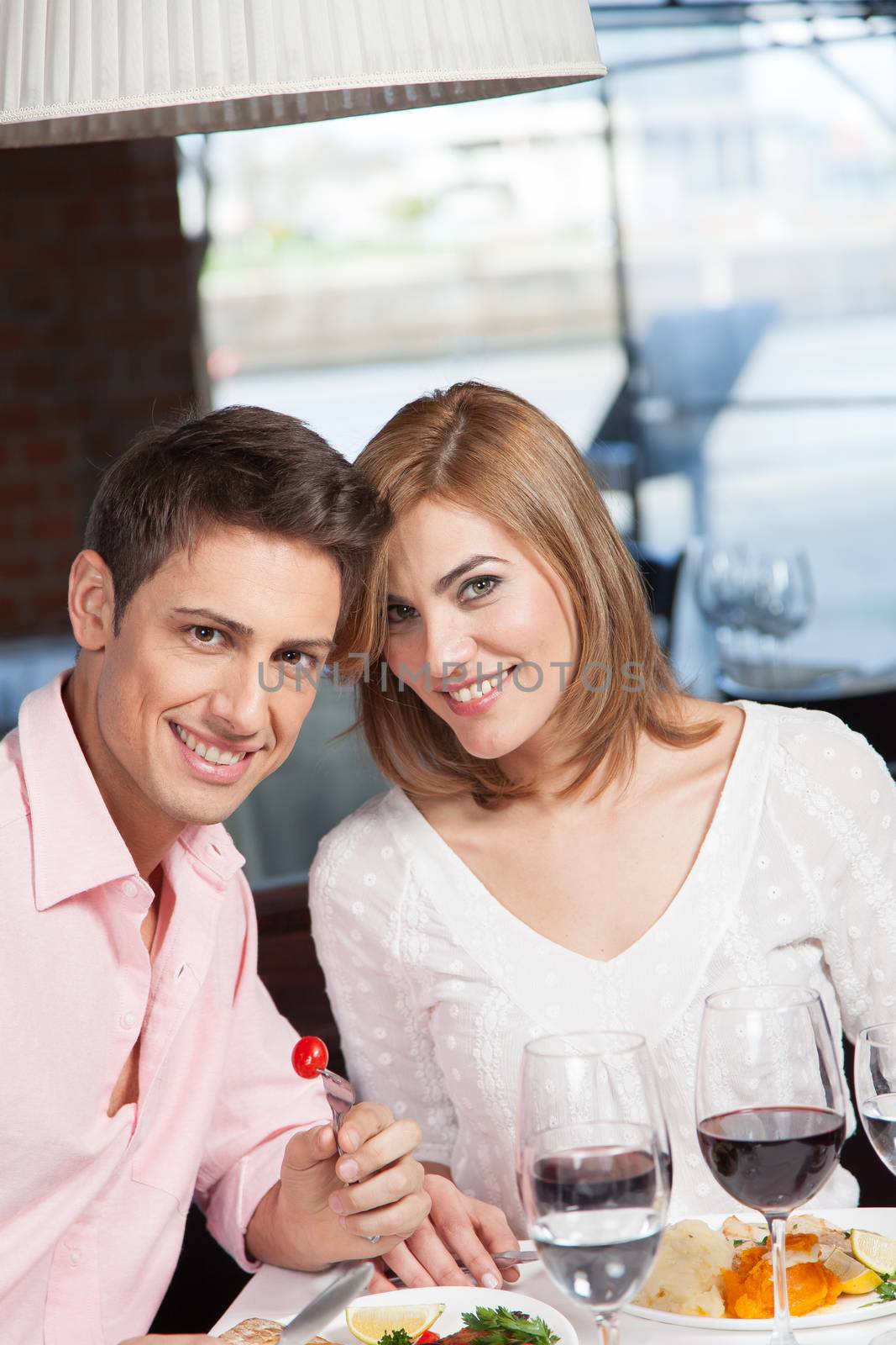 Couple in love have a lunch