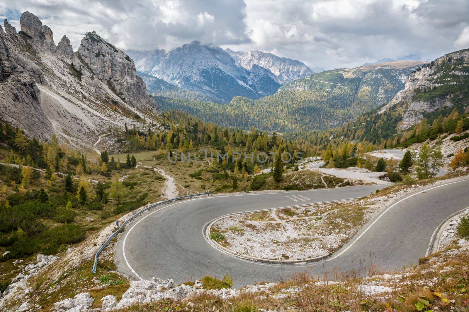 Pass road in Tre Cime National Park, Dolomites, Italian Alps by fisfra