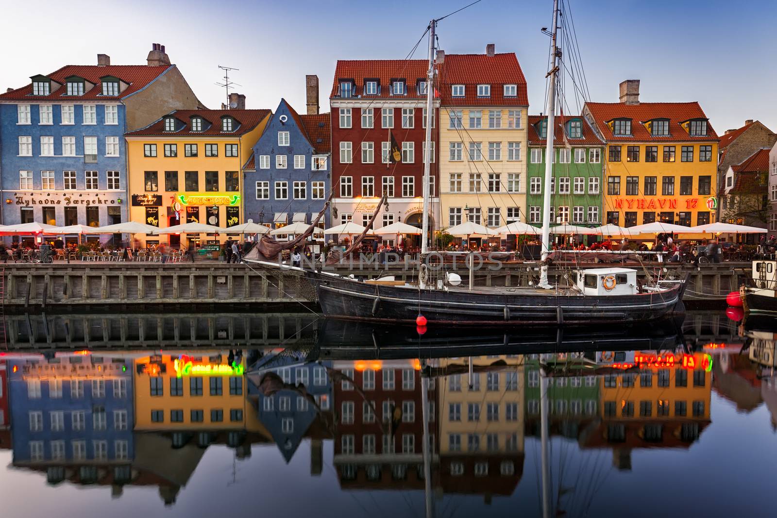 COPENHAGEN, DENMARK - MAY 24 - Sailing boats in Nyhavn in the city center of the capital of Denmark