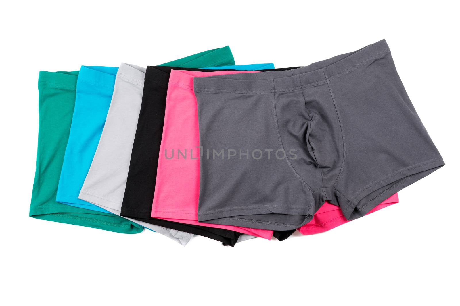 Colourful men's Boxer briefs isolated on a white background