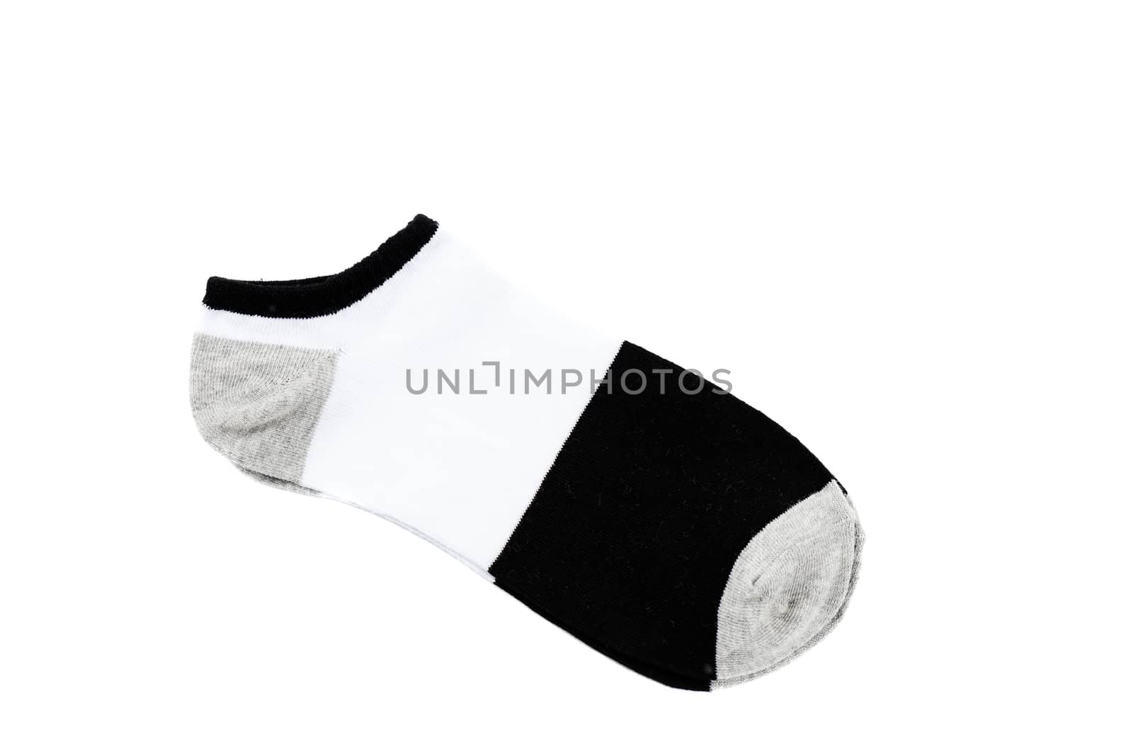 pair of fashionable striped short socks isolated on white by Nanisimova