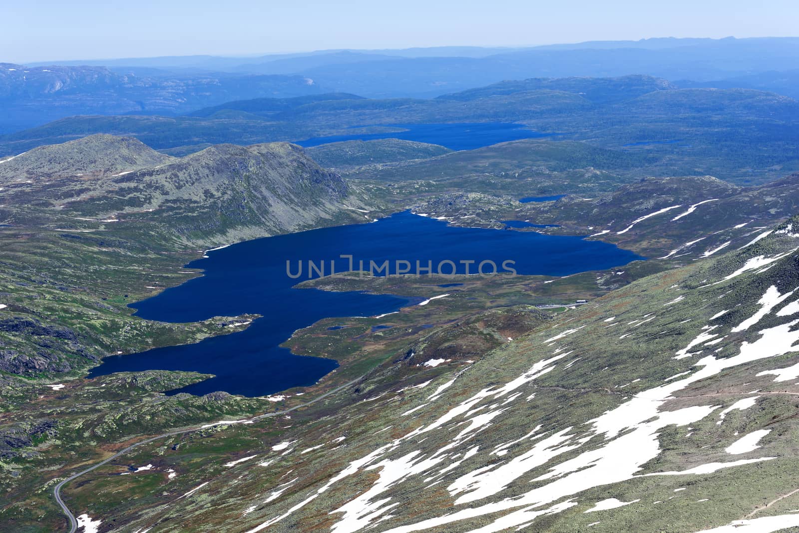 View from Gaustatoppen mountain at sunny summer day by Nanisimova