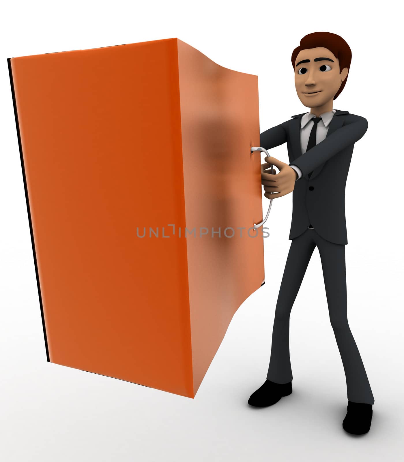 3d man with big orange bag concept by touchmenithin@gmail.com