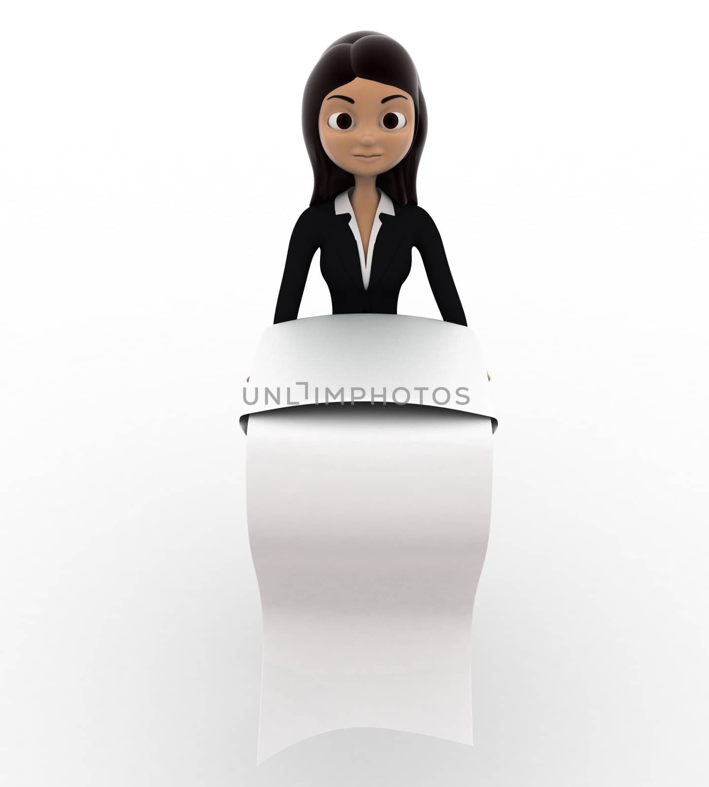 3d woman with long list of paper concept by touchmenithin@gmail.com