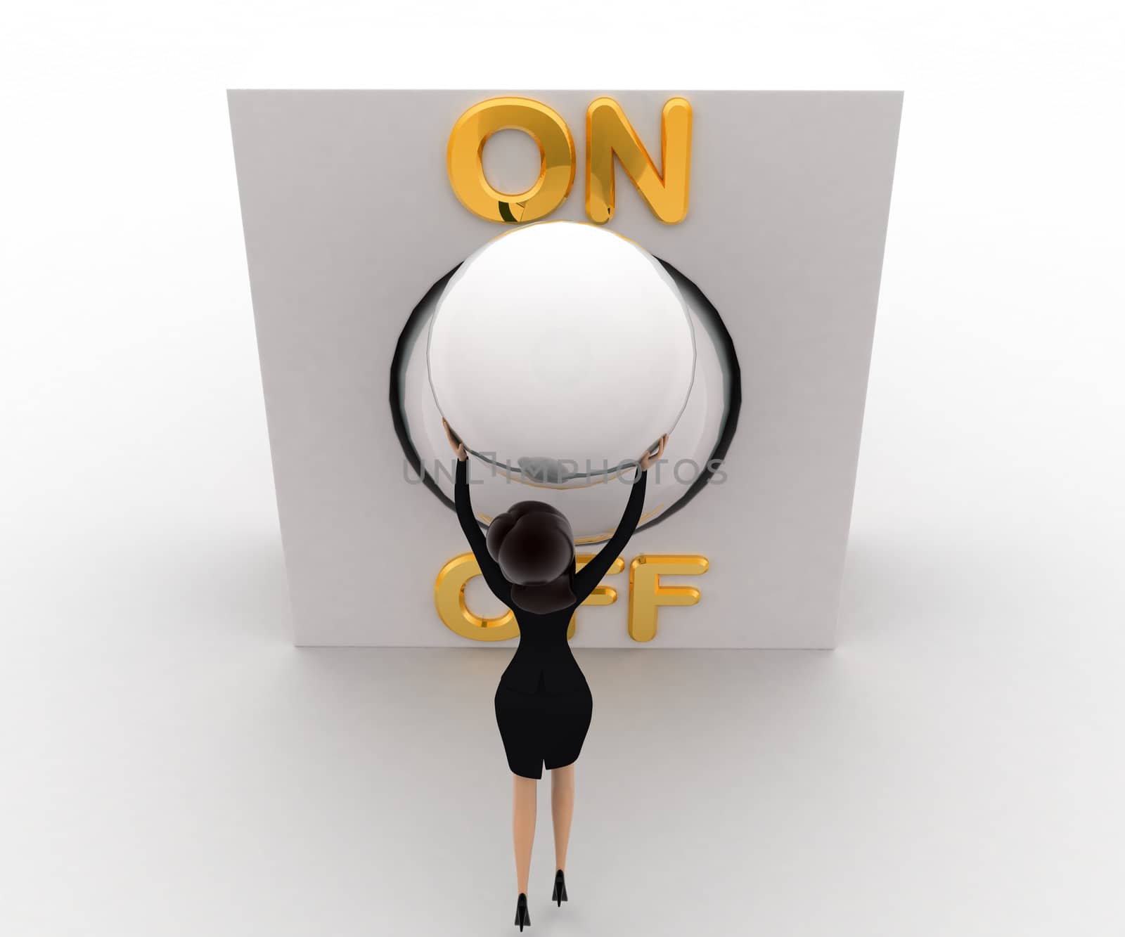 3d woman with big on off lever switch concept by touchmenithin@gmail.com