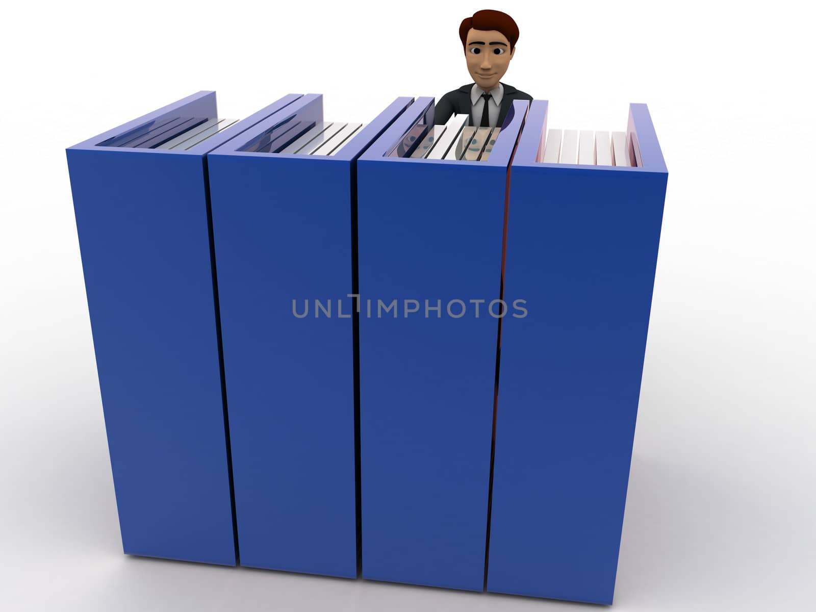3d man taking book from bookshelf concept by touchmenithin@gmail.com