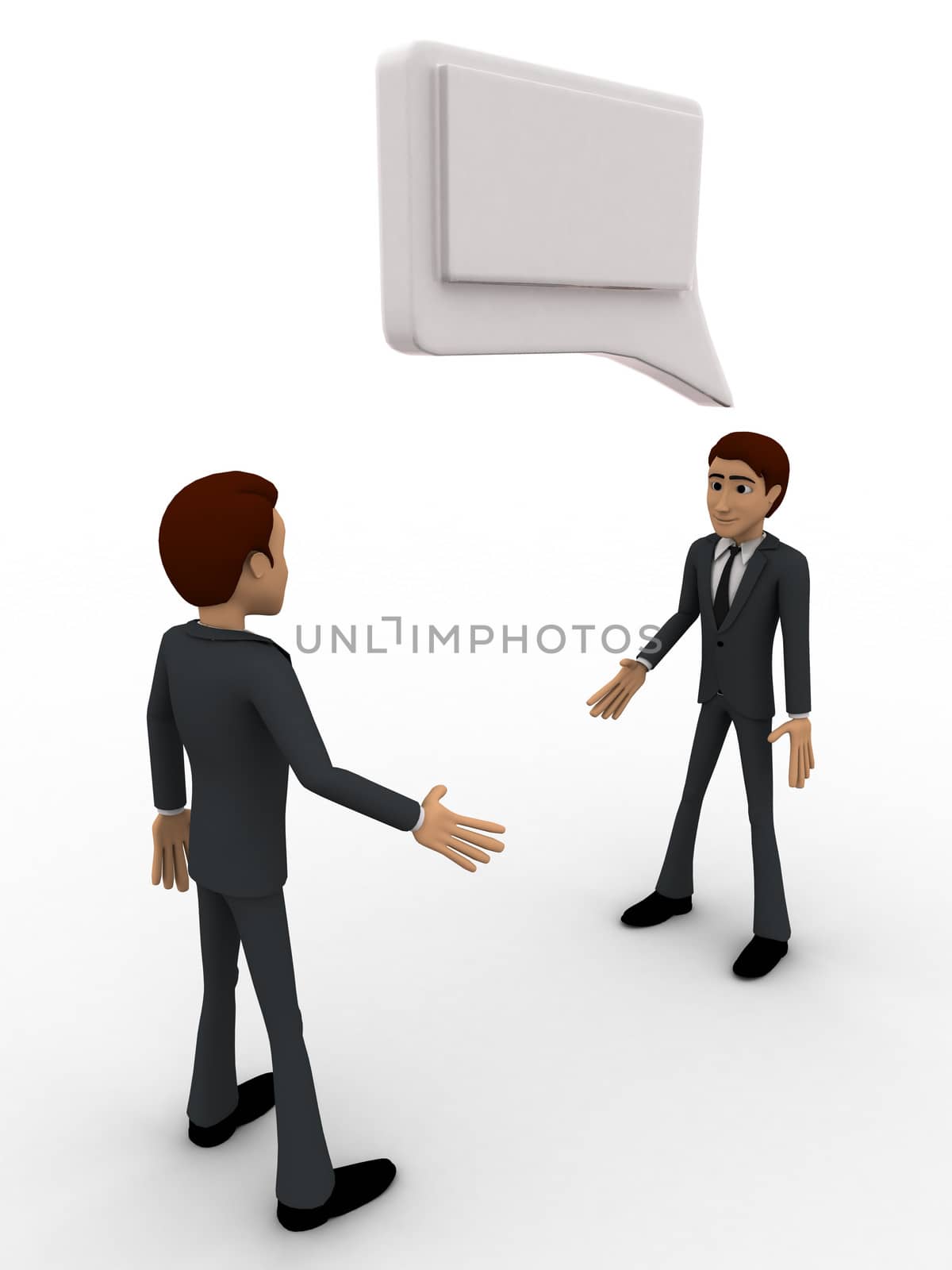 3d man with whitle chat concept on white background, right side angle view