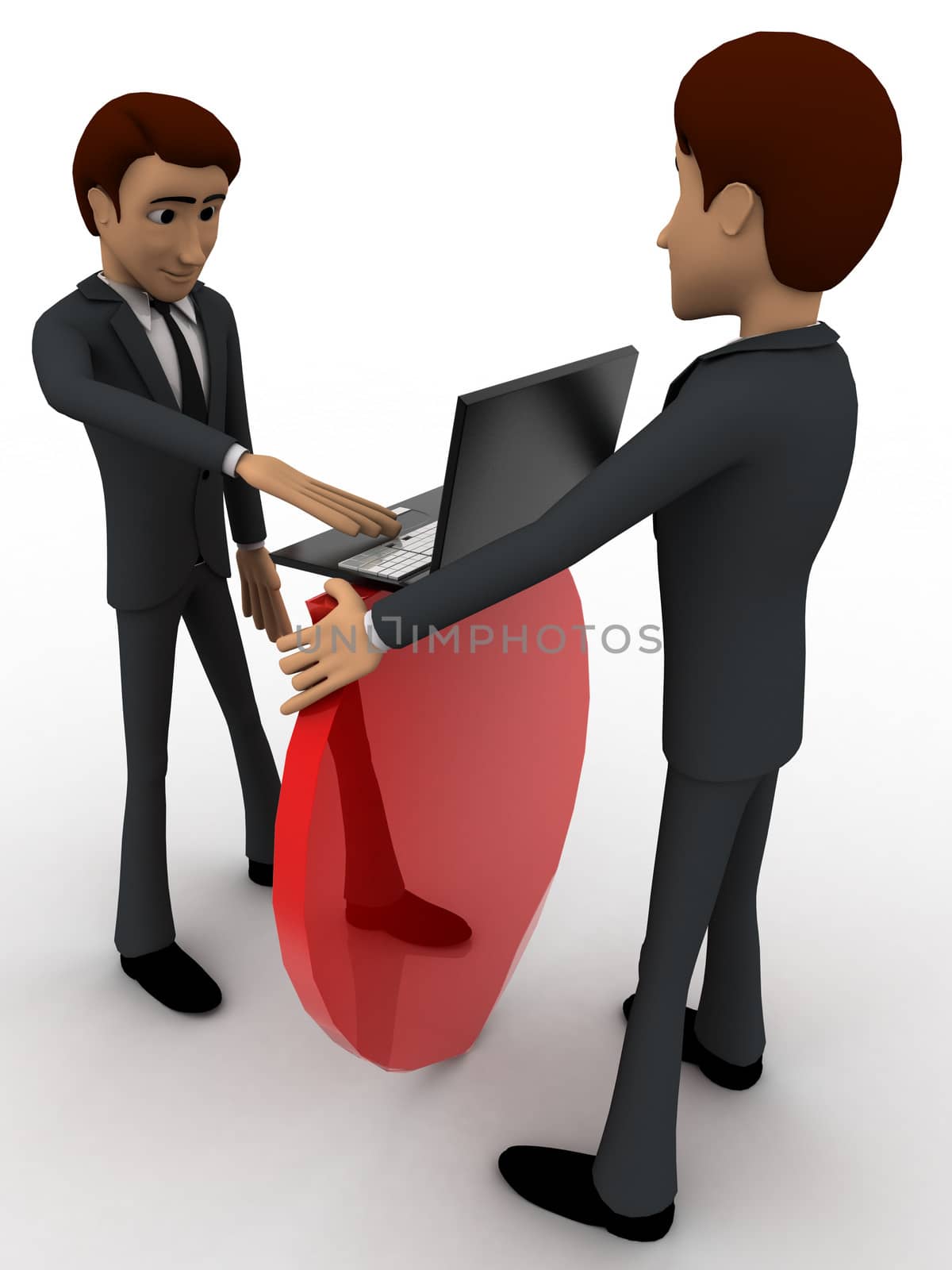 3d man with laptop and shield for security concept by touchmenithin@gmail.com