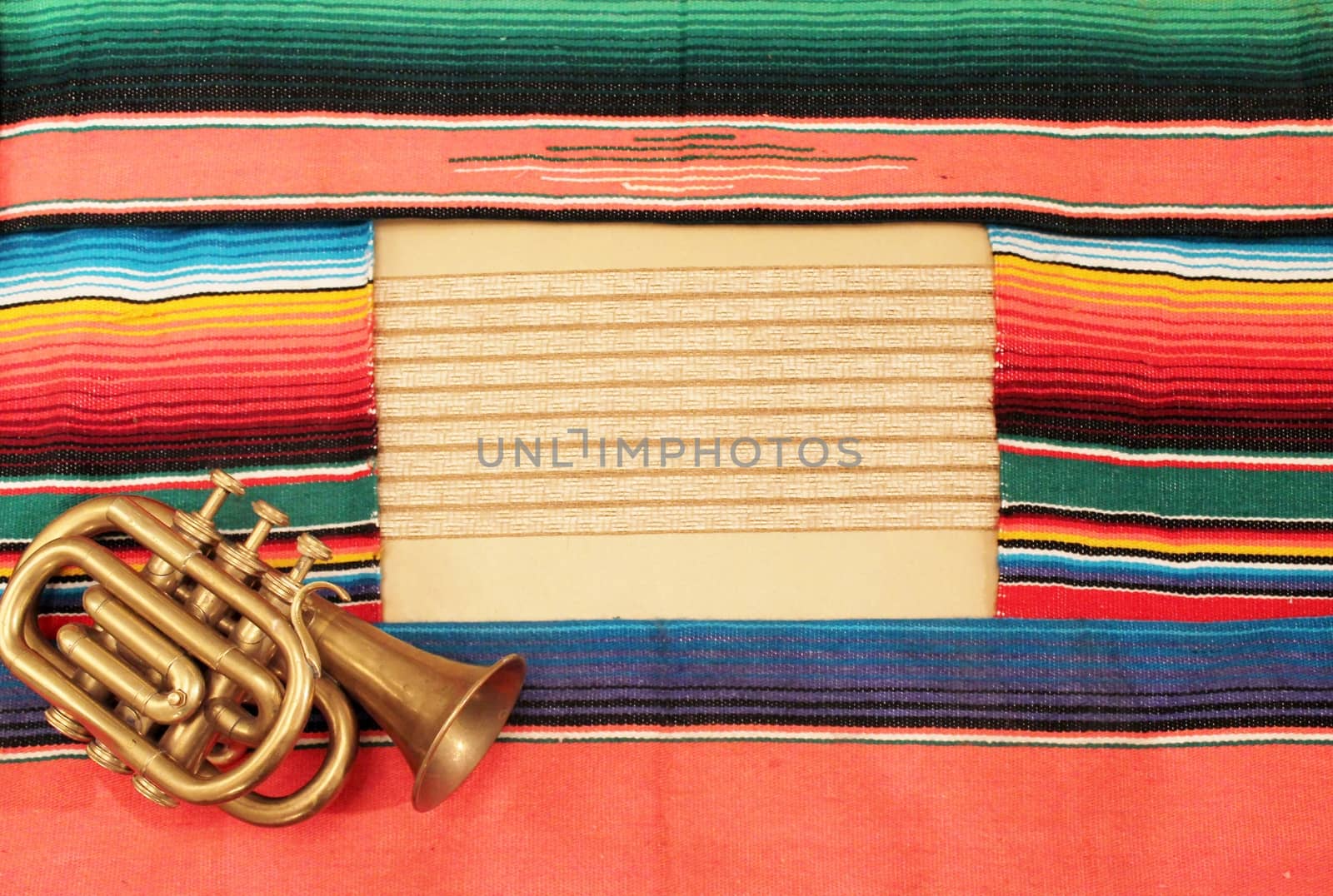 Mexico Poncho Serape frame Background trumpet by cheekylorns