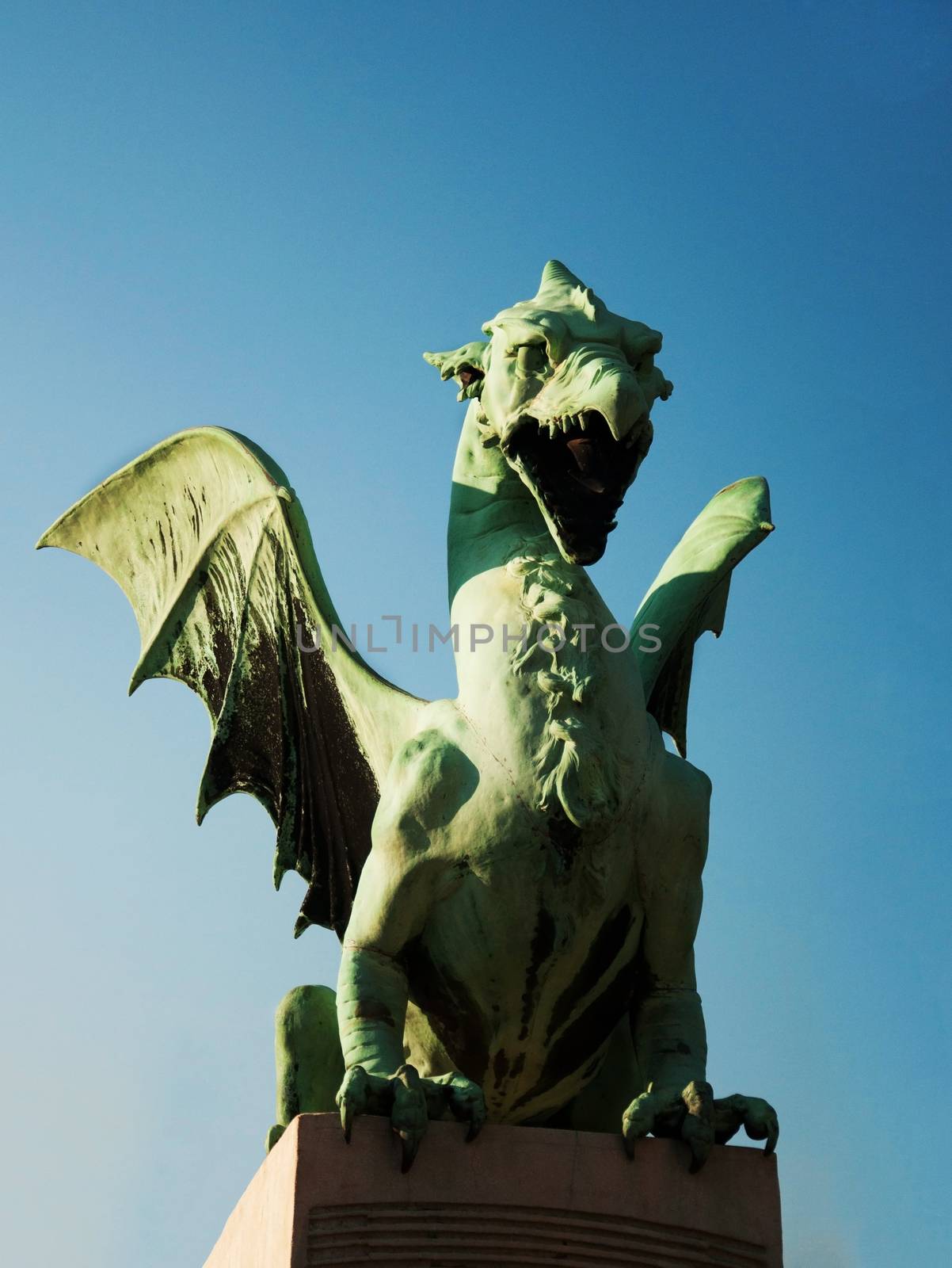 Ljubljana city slovenia dragon bridge statue landmark 