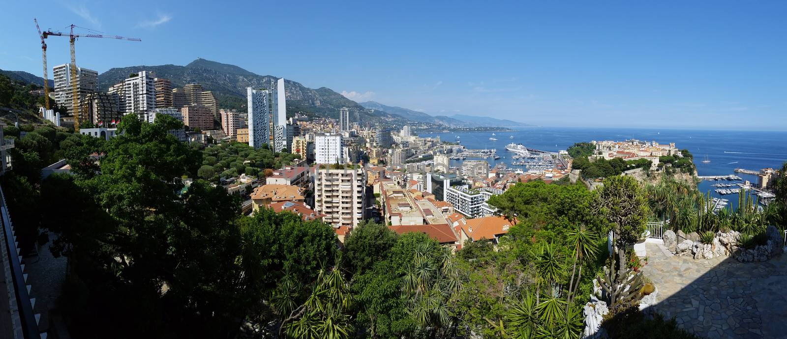 Panoramic view of Monaco from the Exotic Garden by bensib