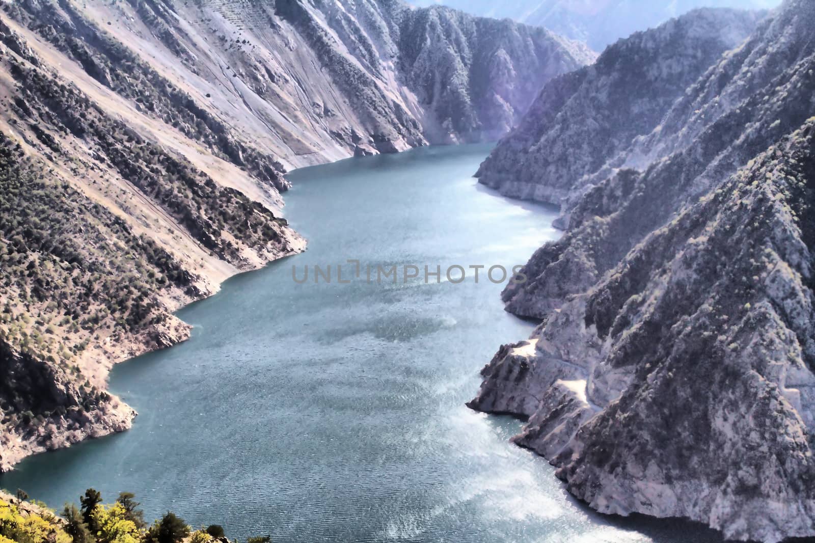 Reservoir hydropower plants in the mountain gorge by max51288