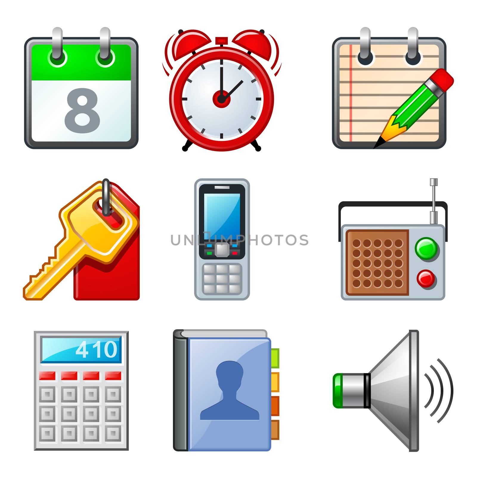 Icon set for popular mobile apps and phone functions. These icons are isolated on a white background. 