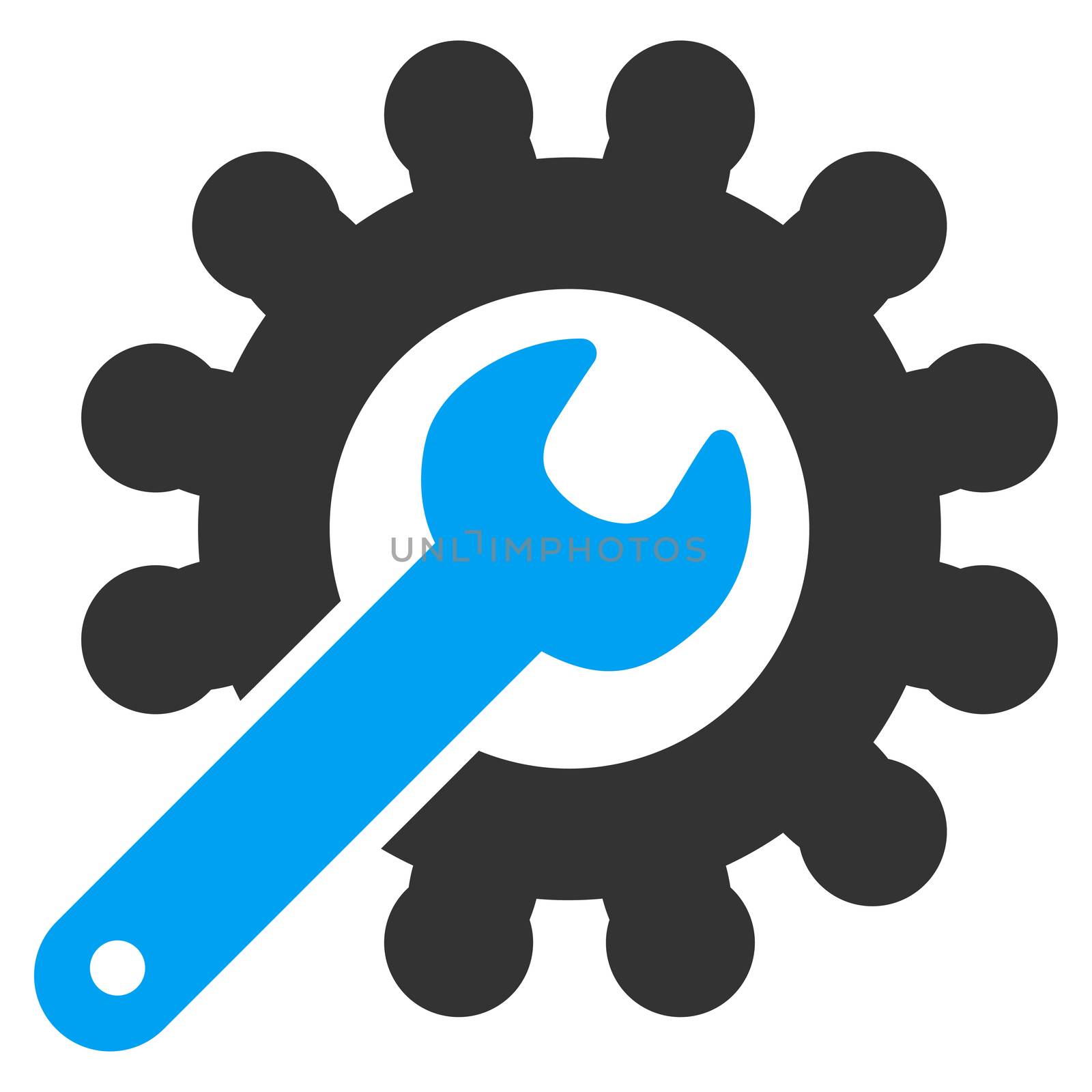 Customization icon from Business Bicolor Set. Glyph style is bicolor flat symbol, blue and gray colors, rounded angles, white background.