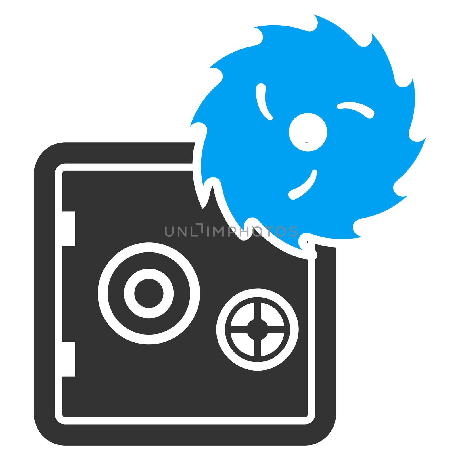 Hacking theft icon from Business Bicolor Set. Glyph style is bicolor flat symbol, blue and gray colors, rounded angles, white background.